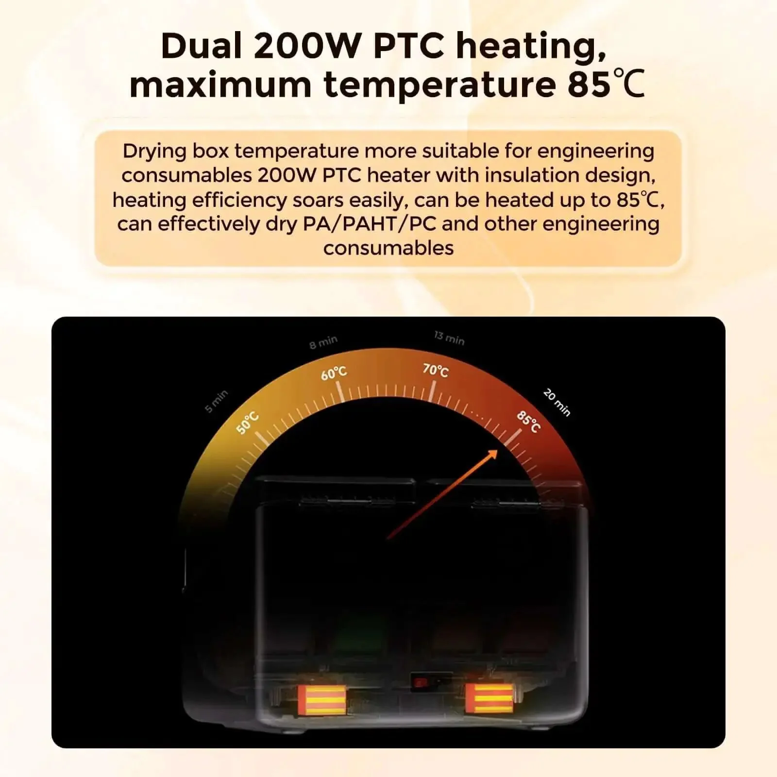 Space Pi X4 Filament Dryer Box Built For Four Spools With Dual 200W PTC Heating Up To 85C Dehydrator And Storage Case For 1.75 To 2.85mm PLA PETG ABS Nylon TPU - Image 5