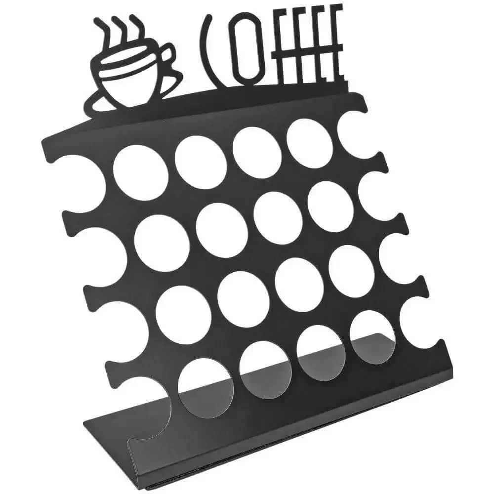 Space Saving K Cup Pod Holder For Countertop Holds 24 Coffee Pods In A Sleek Black Metal Display Stand Durable And Grab And Go Coffee Organizer Rack For K Cups