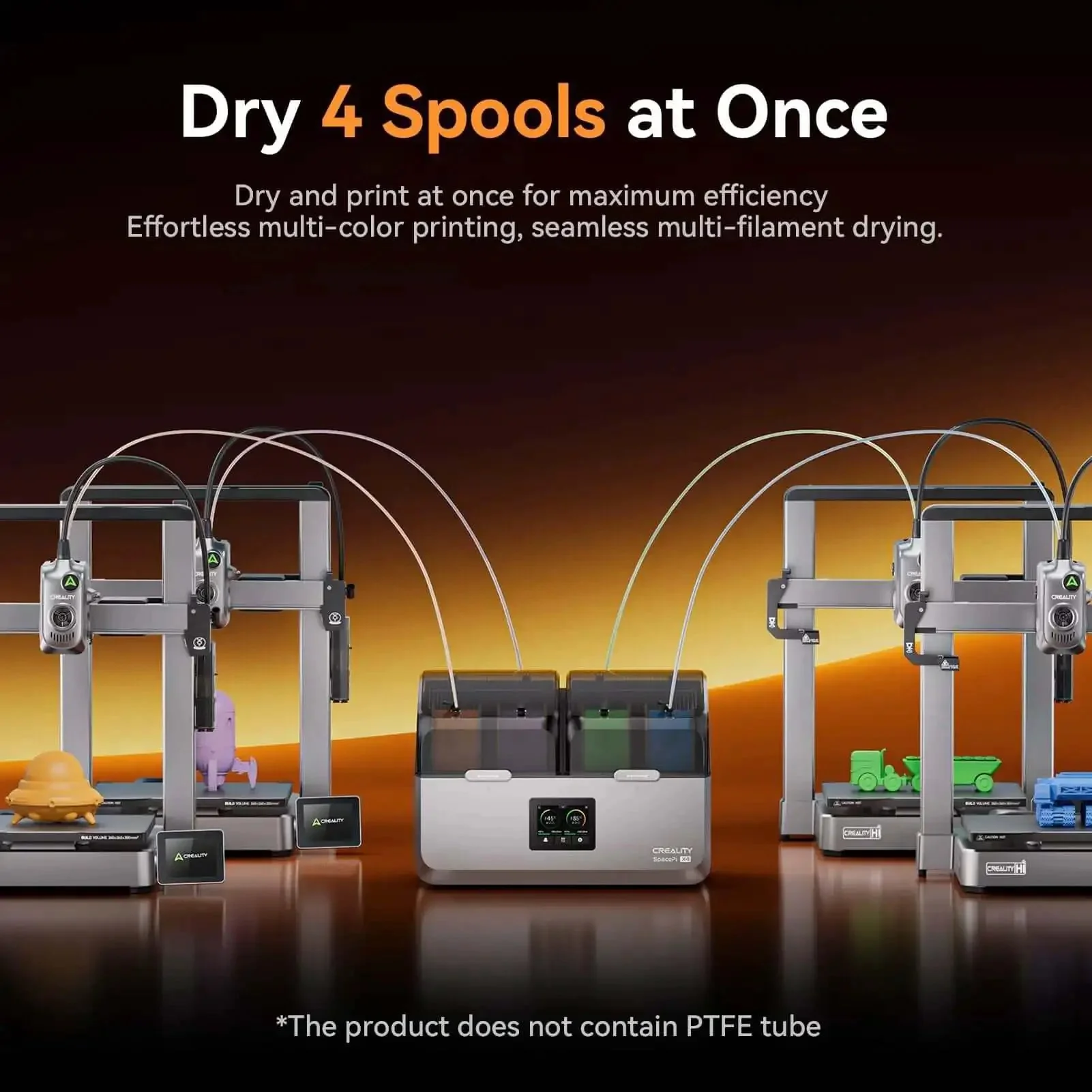 SpacePi X4 Filament Dryer Box For Four Spools 360 Degree Uniform Drying 200W PTC Dehydrator Dual Chamber Auto Silent Desiccant Refresh Active Dehumidifier For PLA PETG ABS PA Nylon - Image 7