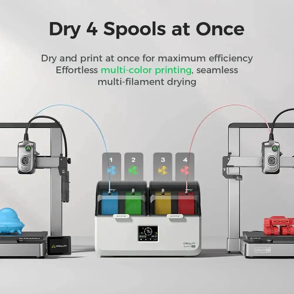 SpacePi X4L Filament Dryer And Storage Box For Four Spools, Dual Independent Heating Chambers Up To 75C, Compatible With 1.75mm And 2.85mm Filaments Including PLA PETG ABS TPU PC PA PAHT, Dry Filaments While You Print - Image 8