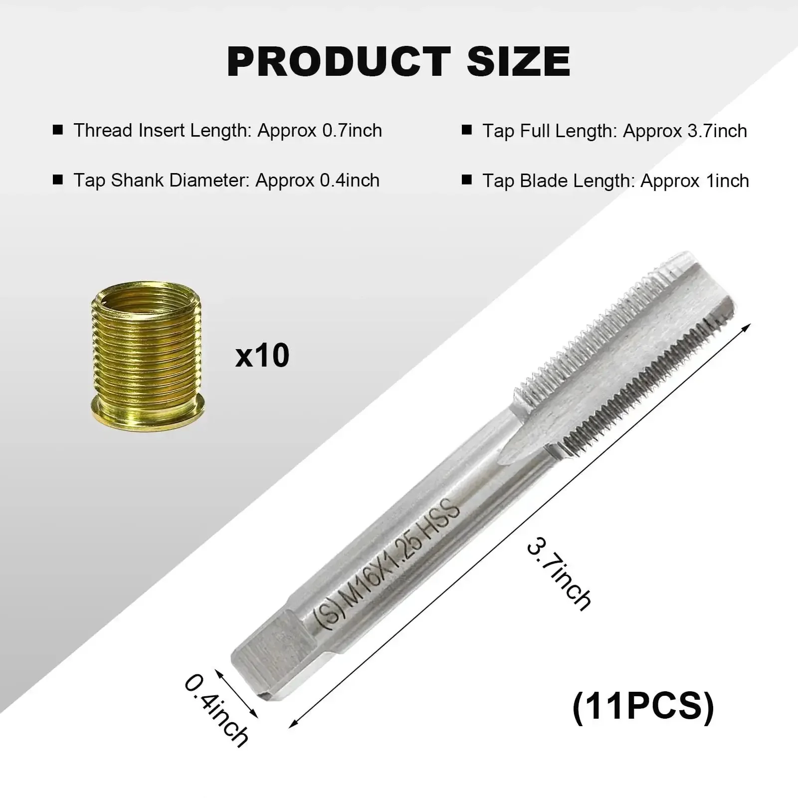 Spark Plug Thread Fix Kit With M14x1.25 Inserts And M16x1.25 Tap Stainless Steel Thread Repair Tool For 14mm Spark Plugs In Cars Trucks Generators And Other Gasoline Engines - Image 6