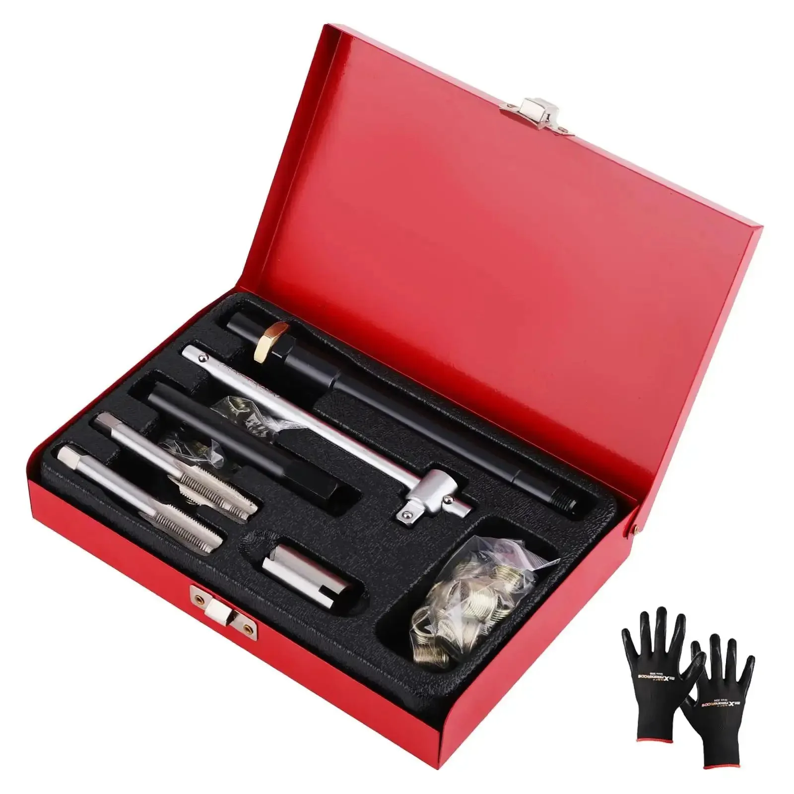 Spark Plug Thread Repair Kit M14 x 1.25 Taps And Inserts, 26 Piece Rethreading Tools Set With Case For Cars, Lawn Mowers And Engines, Easy DIY Kit For Clean Rethreads And Pro Results
