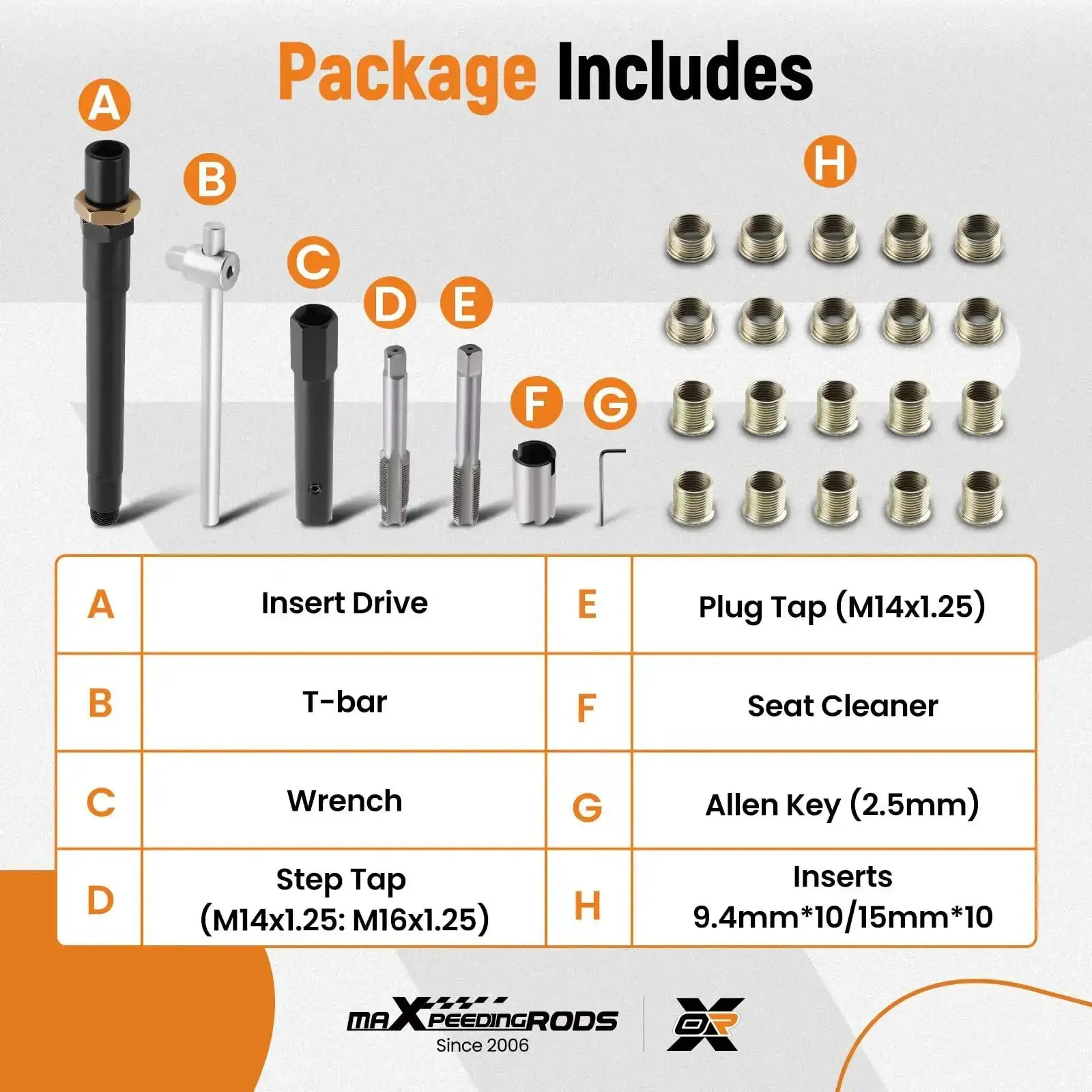 Spark Plug Thread Repair Kit M14 x 1.25 Taps And Inserts, 26 Piece Rethreading Tools Set With Case For Cars, Lawn Mowers And Engines, Easy DIY Kit For Clean Rethreads And Pro Results - Image 8