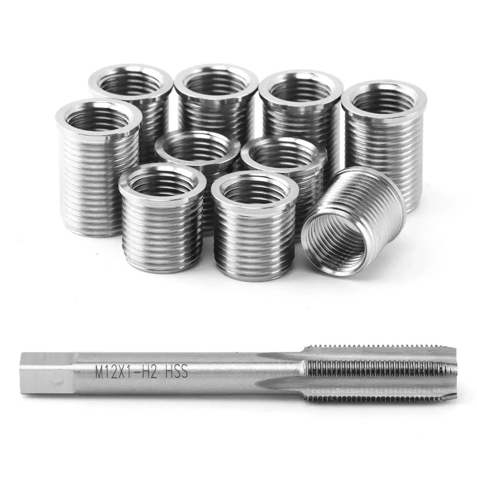 Spark Plug Thread Repair Kit Stainless Steel Rethread Set for M10x1.0 and M12x1.0 Threads Includes 10 Inserts and 1 Tap Automotive Engine Cylinder Head Repair Tool for Cars and DIY Projects - Image 8