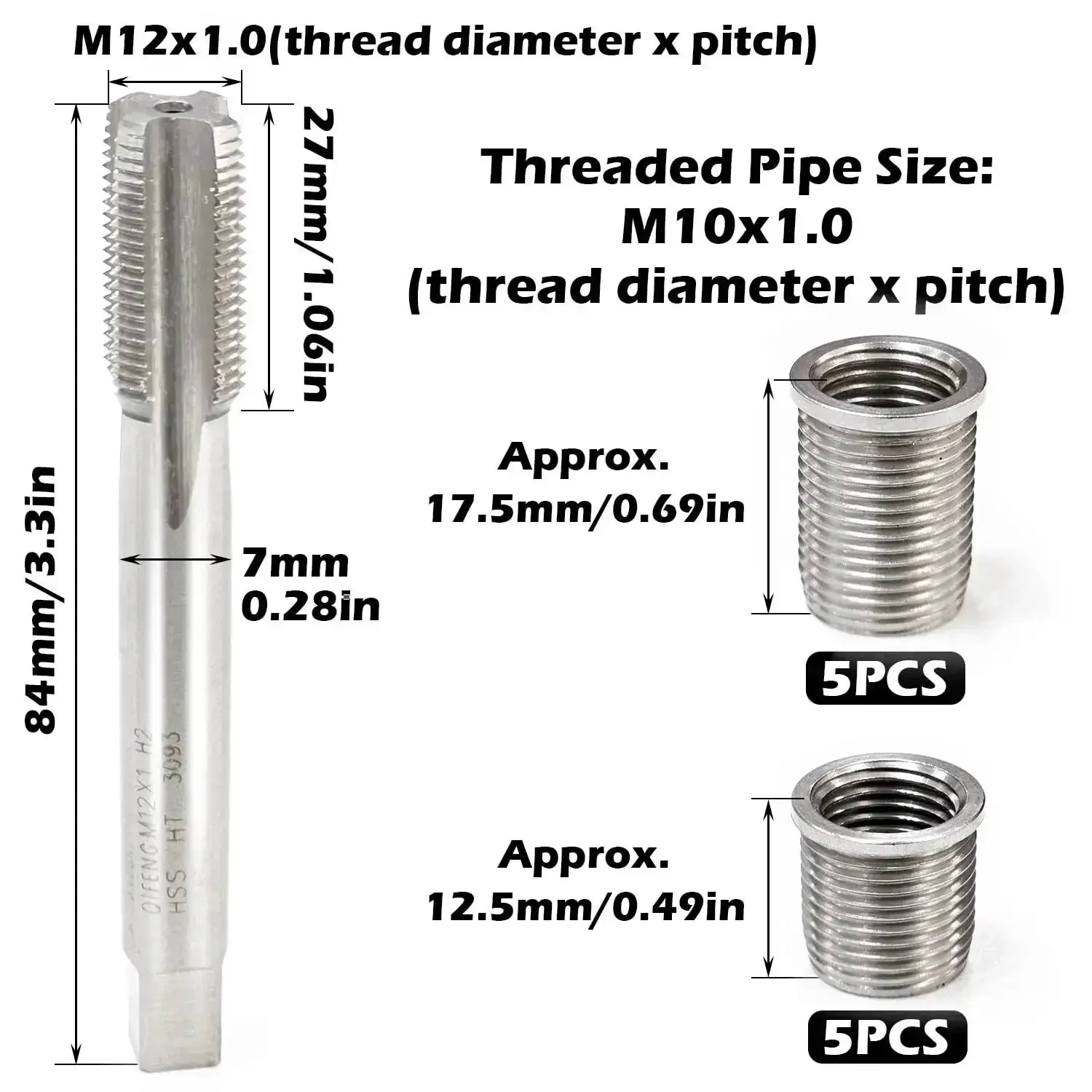 Spark Plug Thread Repair Kit With M10 X 1.0 Bolt And M12 X 1.0 Tap, Stainless Steel Helicoil Set For Auto Engines, Built Tough, Lasts Long, Easy Install, Durable High Quality Repair Tool - Image 6