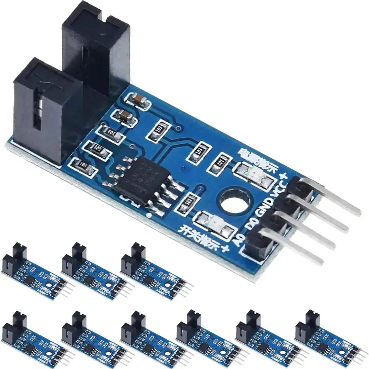 Speed Sensor Module LM393 Comparator Slot Type IR Optocoupler For Motor Speed Detection Works With Arduino MCU 3V To 5V Ten Pack Easy Plug And Play For DIY Robotics And Hobby Projects