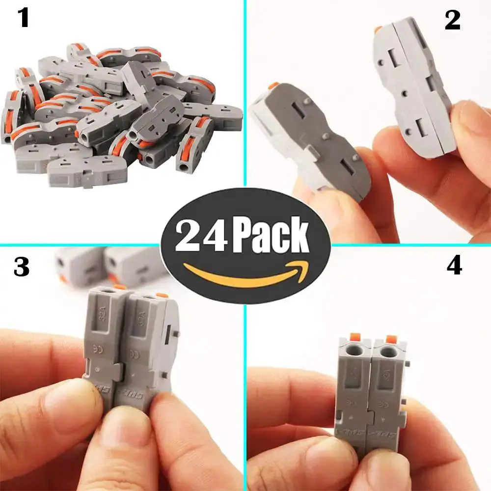 SPL-1 Compact Wire Connectors With Lever, Double-Sided Electrical Terminal Blocks For Quick And Easy Plug And Play Connections, 250V 32A Rated, 24 Pcs Pack, Nylon PA66 Insulated Flame Retardant, Tin-Plated Conductor For Solid Or Stranded Wire - Image 5