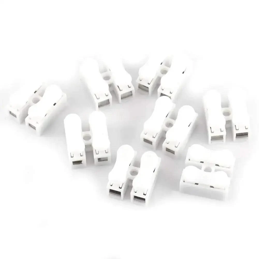 Spring Clamp Terminal Wire Connector Pack 100 Quick Release 2 Pin 10A 220V White Cable Connector for Wiring Harness Easy Snap In Electrical Terminal Blocks Flame Retardant Shell With Elastic Copper Clamp Pins - Image 5