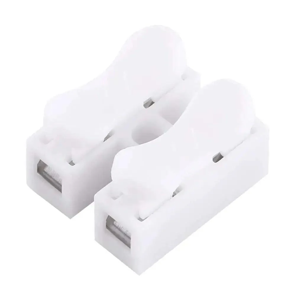 Spring Clamp Terminal Wire Connector Pack 100 Quick Release 2 Pin 10A 220V White Cable Connector for Wiring Harness Easy Snap In Electrical Terminal Blocks Flame Retardant Shell With Elastic Copper Clamp Pins - Image 8