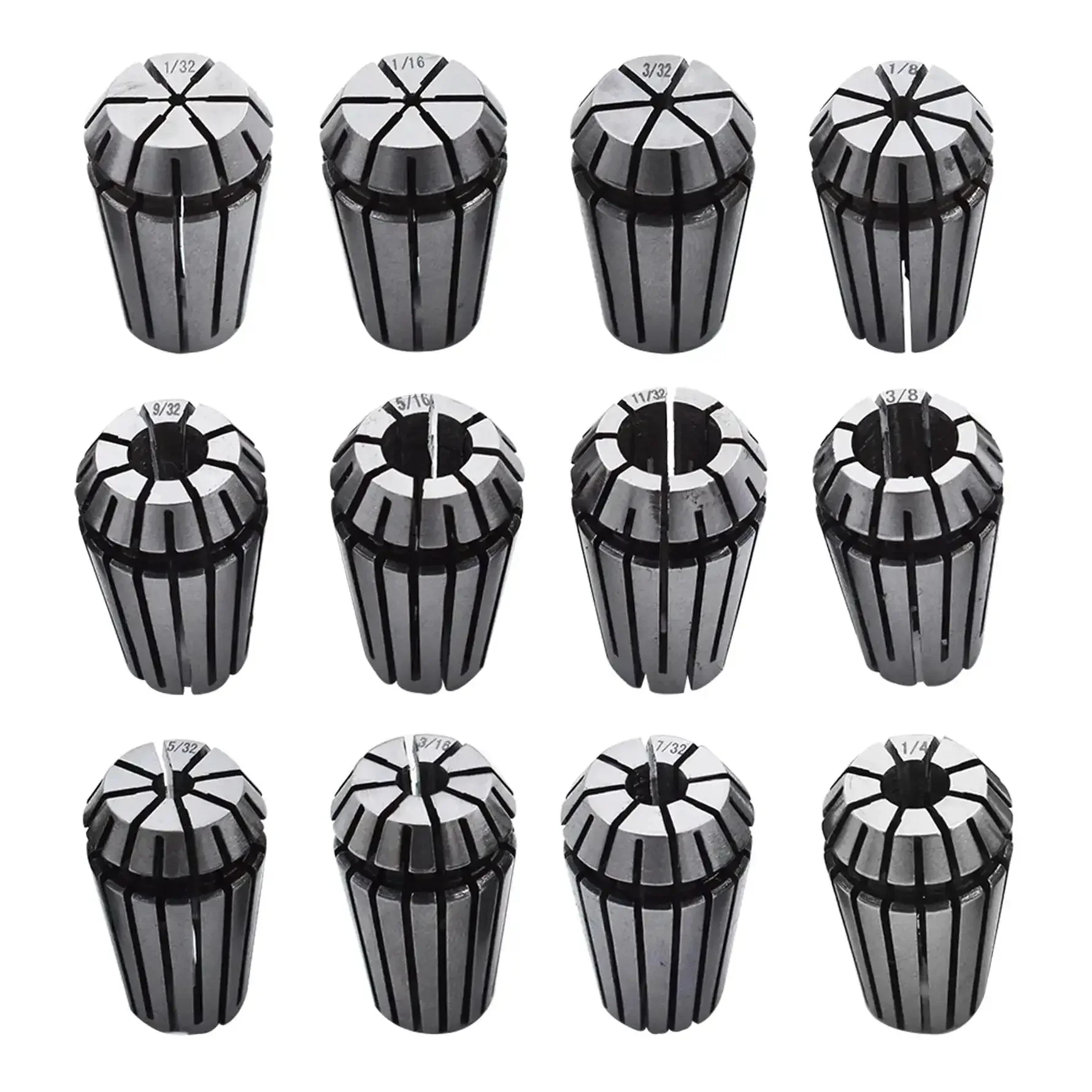 Spring Collet Set ER16 12 Piece For CNC Milling Lathe Workholding And Engraving One Thirty Second To Three Eighth Inch Gripping Range With Solid Alloy Spring Steel Construction Fully Hardened For Precision - Image 2