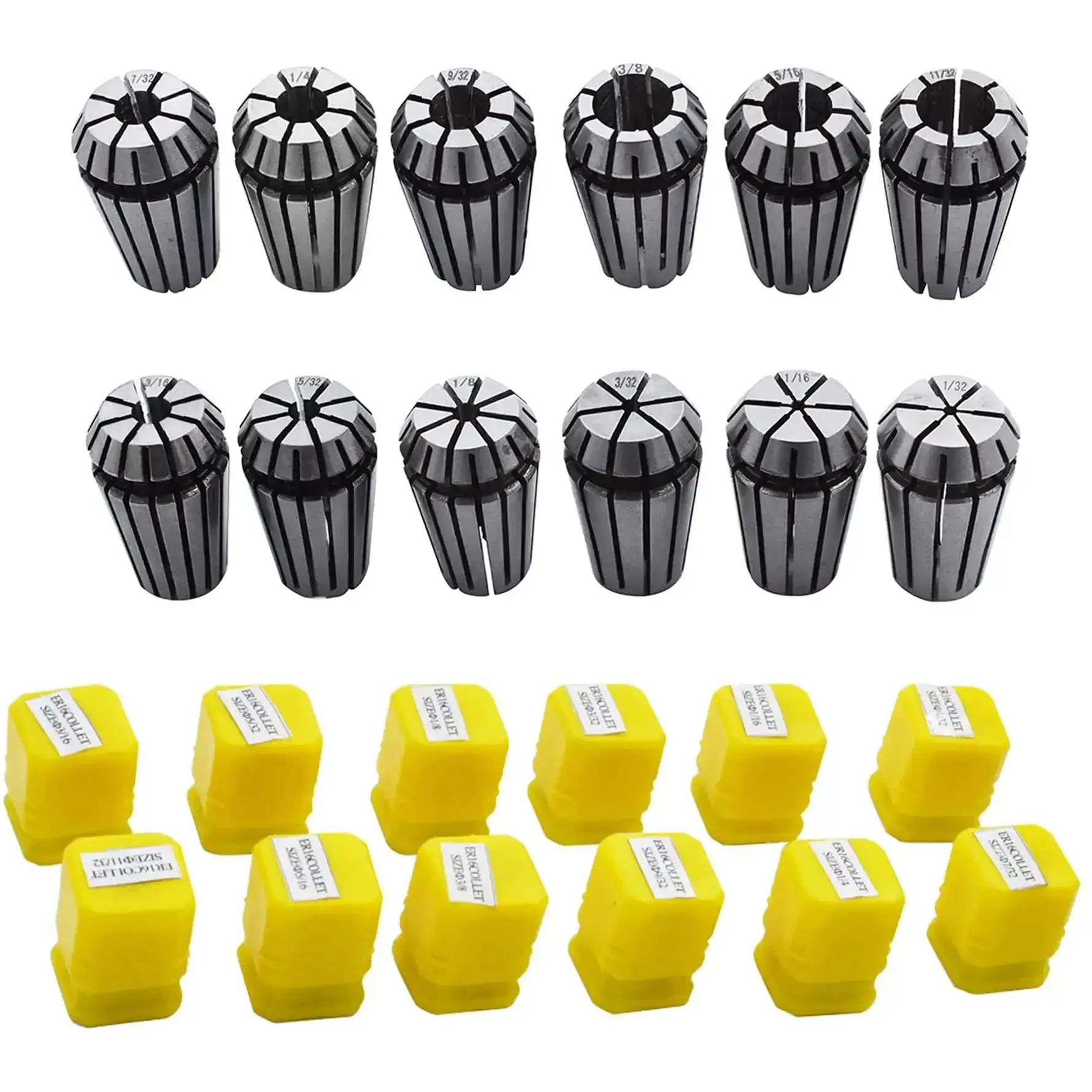 Spring Collet Set ER16 12 Piece For CNC Milling Lathe Workholding And Engraving One Thirty Second To Three Eighth Inch Gripping Range With Solid Alloy Spring Steel Construction Fully Hardened For Precision - Image 6