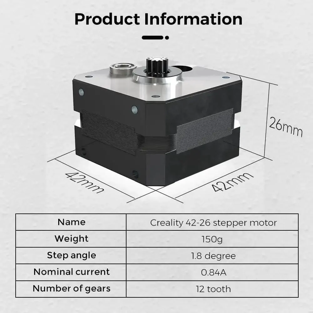 Sprite Extruder Motor 42-26 Stepper For Ender 3 S1 S1 Pro S1 Plus V3 SE KE And Ender 5 S1 Round Shaft 12 Teeth 0.84A 1.8 Degree Official 3D Printer Extruder Motor Replacement Pro Grade - Image 2