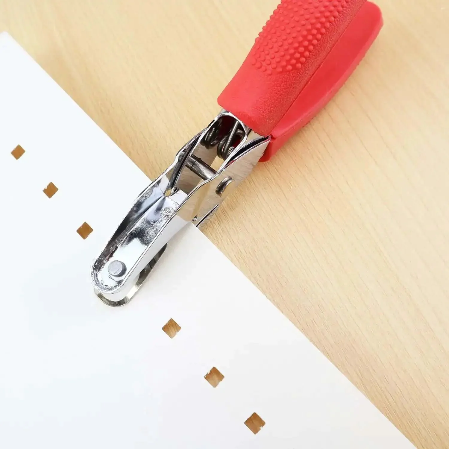 Square Hole Paper Punch 3 Sixteenth Inch Handheld Puncher With Red Soft Grip Handle For Binders Scrapbooking Cards And Paper Crafts Precise Single Hole Punch For DIY Projects - Image 3