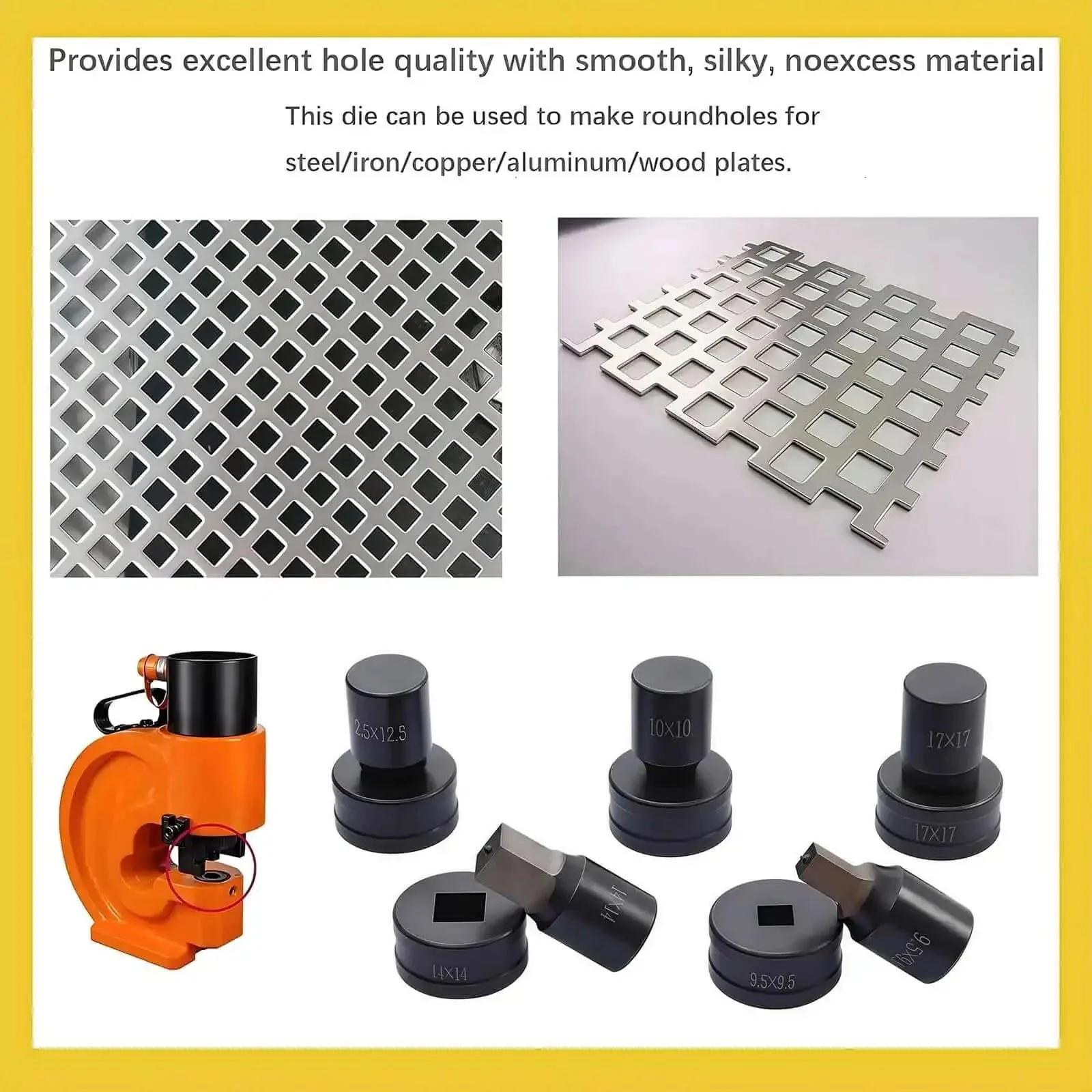 Square Punch Die For CH-70 Hydraulic Press 6.5 By 6.5 mm Beefy Heavy Duty Hole Punch Die Built To Last For Sheet Metal Fabrication Projects And Industrial Use - Image 3
