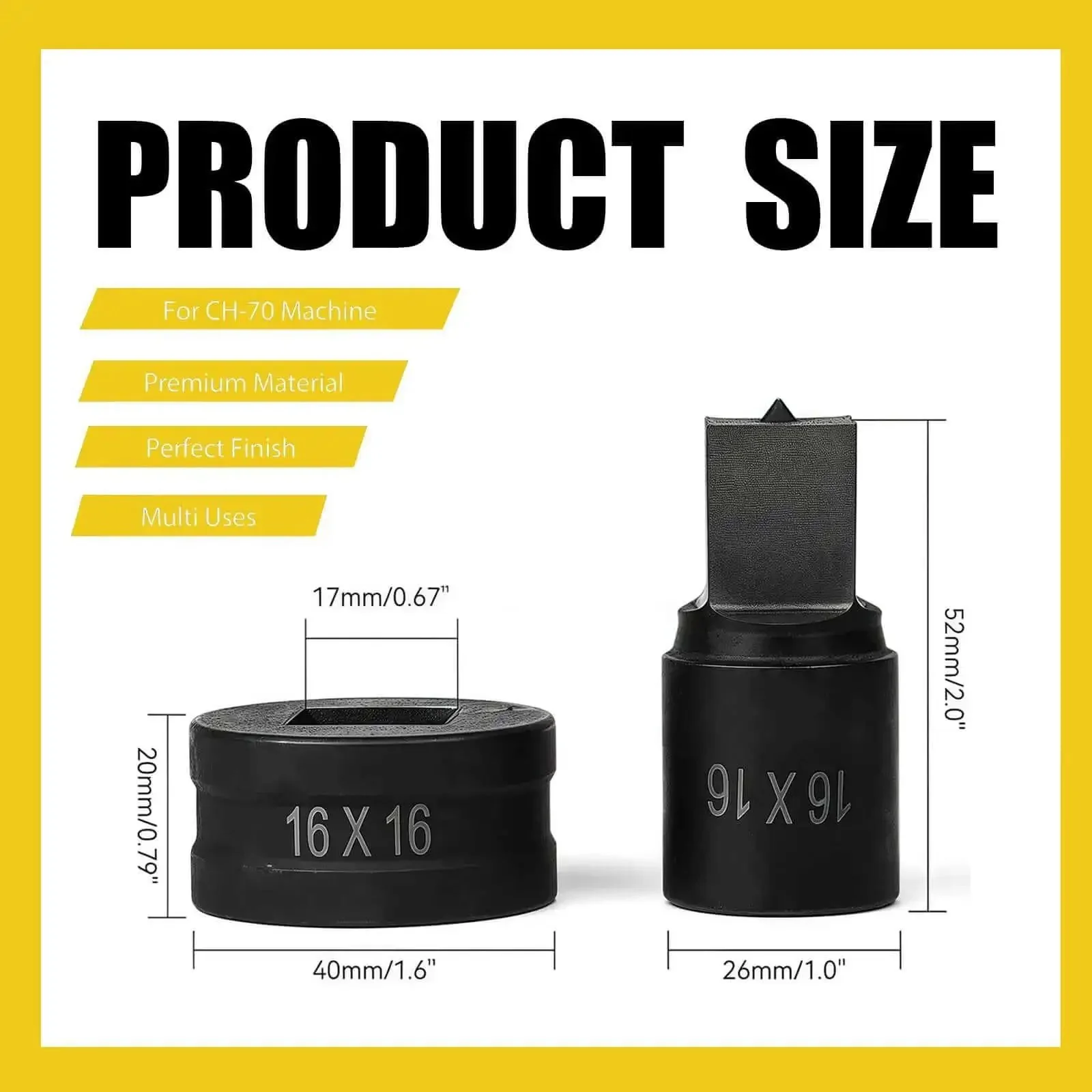 Square Punch Die For CH-70 Hydraulic Press 6.5 By 6.5 mm Beefy Heavy Duty Hole Punch Die Built To Last For Sheet Metal Fabrication Projects And Industrial Use - Image 4