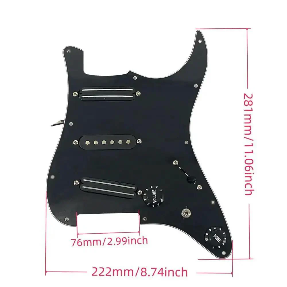 SSS Electric Guitar Loaded Pickguard Prewired Replacement 11 Hole Dark Black PVC 3 Ply Scratch Resistant Wear Resistant Panel With Smooth Finish For Bright Clear Tone And Powerful Sustain - Image 8