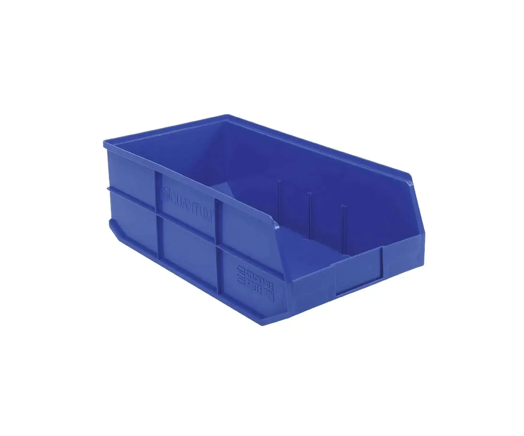 Stackable Shelf Bin Set With Raised Front Opening, 20.5 L x 11 W x 7 H Inches, Polypropylene Parts Organizer, Heavy Duty Plastic Storage for Workshops, Garages, and Home Shops, Pack of 6