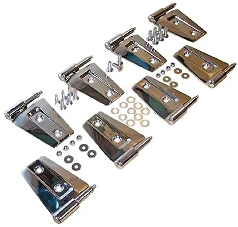 Stainless Door Hinge Kit For Four Doors With Eight Door Side Hinges And All Hardware RT Off Road Multicolor Finish Heavy Duty Stainless Steel Hinge Set For Four Door Vehicles
