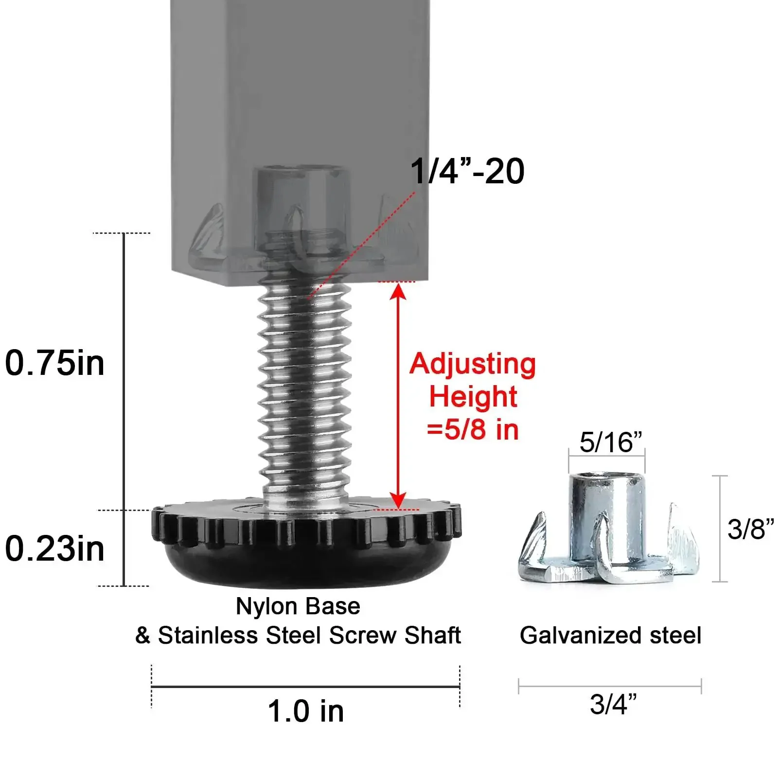 Stainless Steel 1/4-20 Threaded Furniture Leveling Feet For Outdoor Chairs Tables And Cabinets Adjustable Levelers And Glides Rustproof Patio Feet No Fuss Install 8 Pack - Image 6
