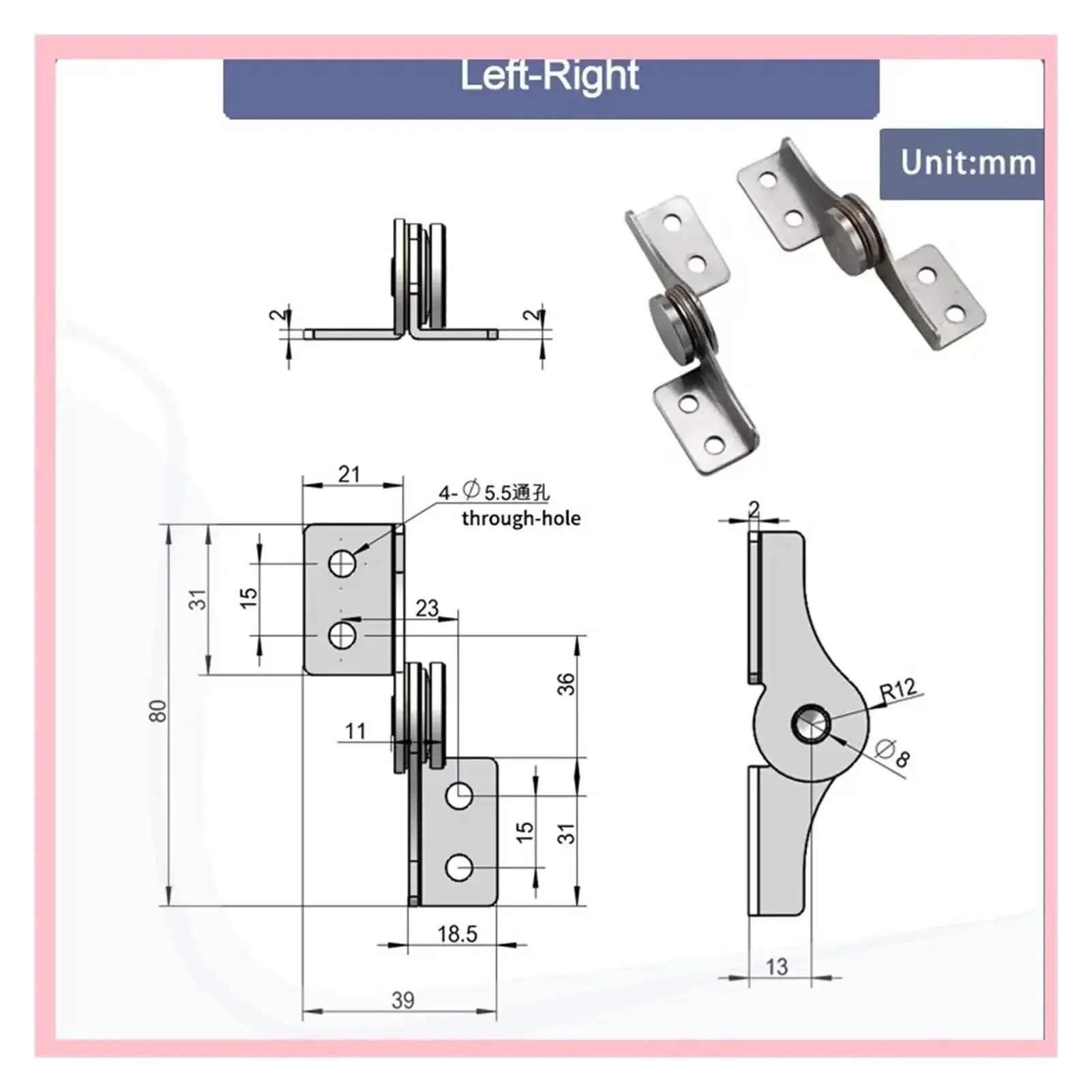 Stainless Steel 304 Rotary Shaft Torque Hinge Through Hole With Damping Lets You Stop And Hold Blade Or Equipment At Any Angle Left And Right For Doors And Machinery Or Mounts - Image 6