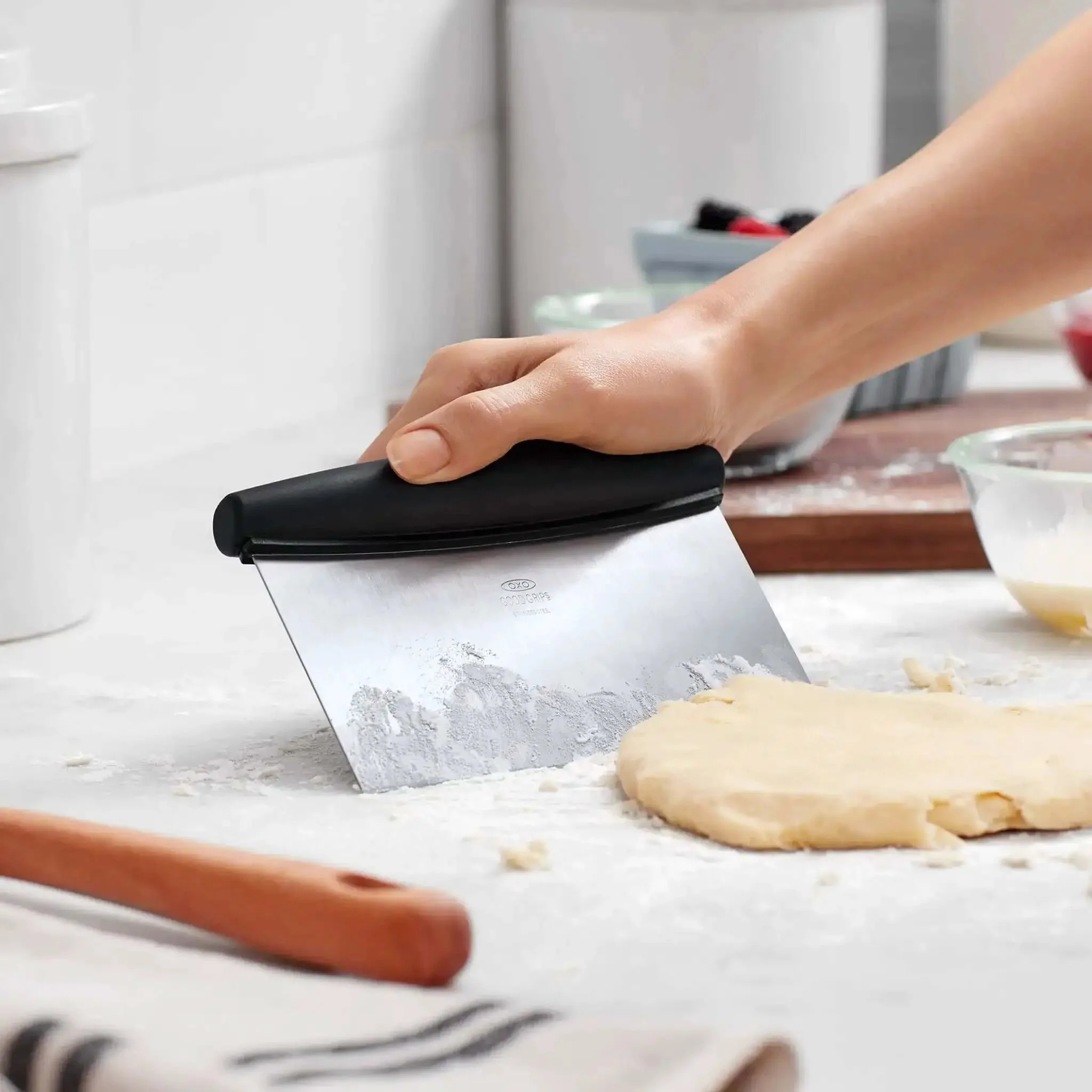Stainless Steel All Purpose Scraper and Dough Cutter for Pizza Bread and Cookie Dough, Vegetable Chopper with Built In Quarter Inch Markings, Dishwasher Safe Kitchen Essential for Precise Prep - Image 4