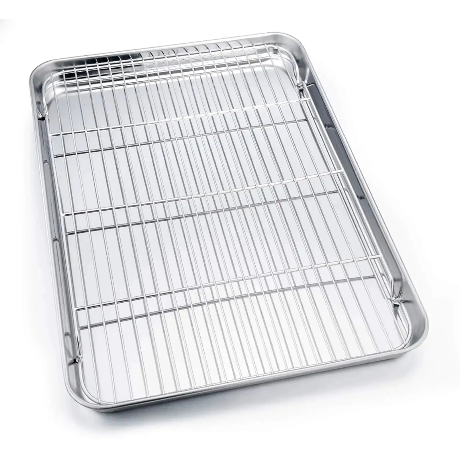 Stainless Steel Baking Sheet Set With Rack For Oven And Dishwasher Safe 19.6 Inch Two Pans And Two Racks, Heavy Duty Cookie Sheets, Trays, And Cooling Racks, No Coatings, Healthier Bakeware For Everyday Cooking - Image 7