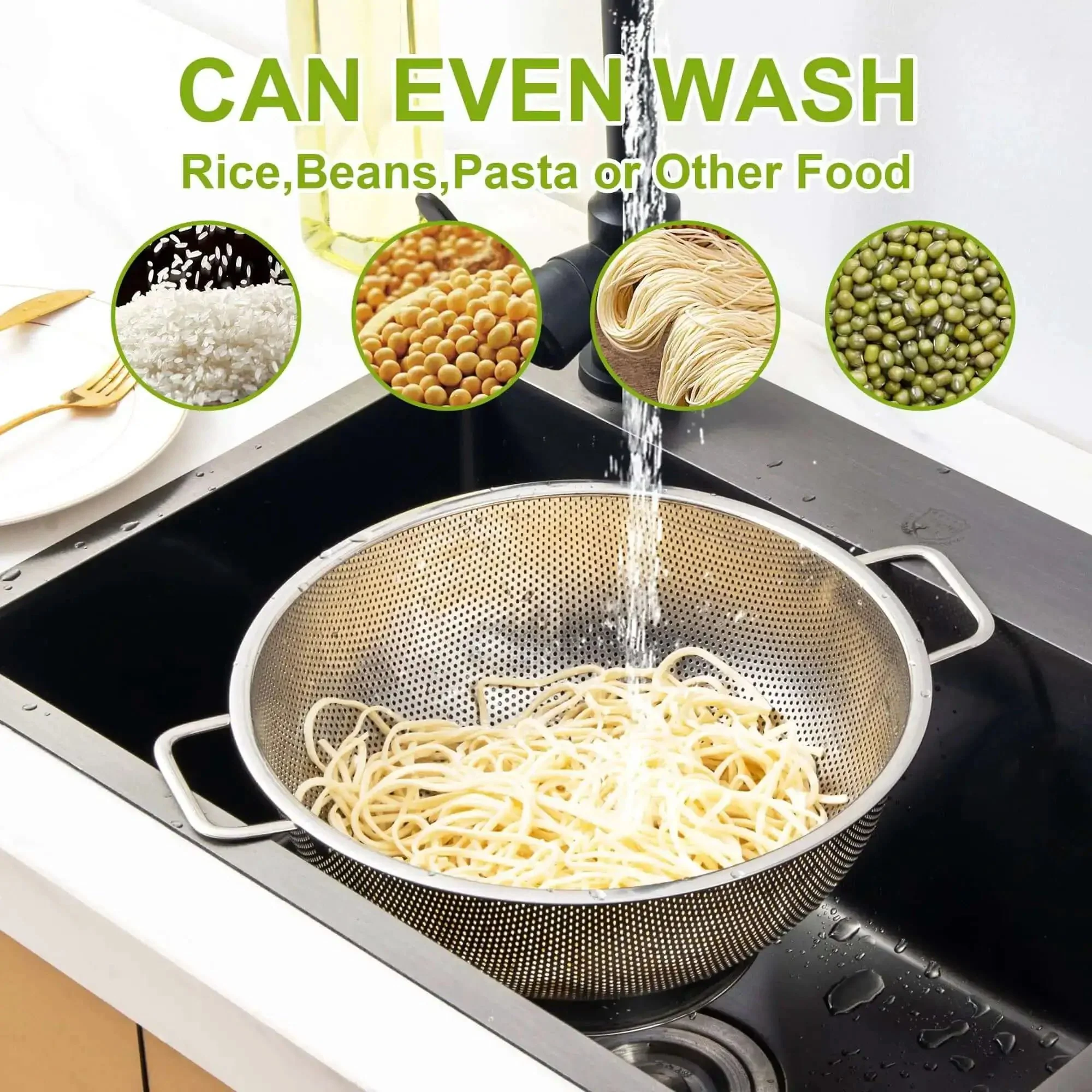 Stainless Steel Colander 3 Quart Strainer For Kitchen Food Prep Dishwasher Safe Easy Rinse Perfect For Draining Pasta Potatoes Fruits And Veggies At Home Or On The Go - Image 6