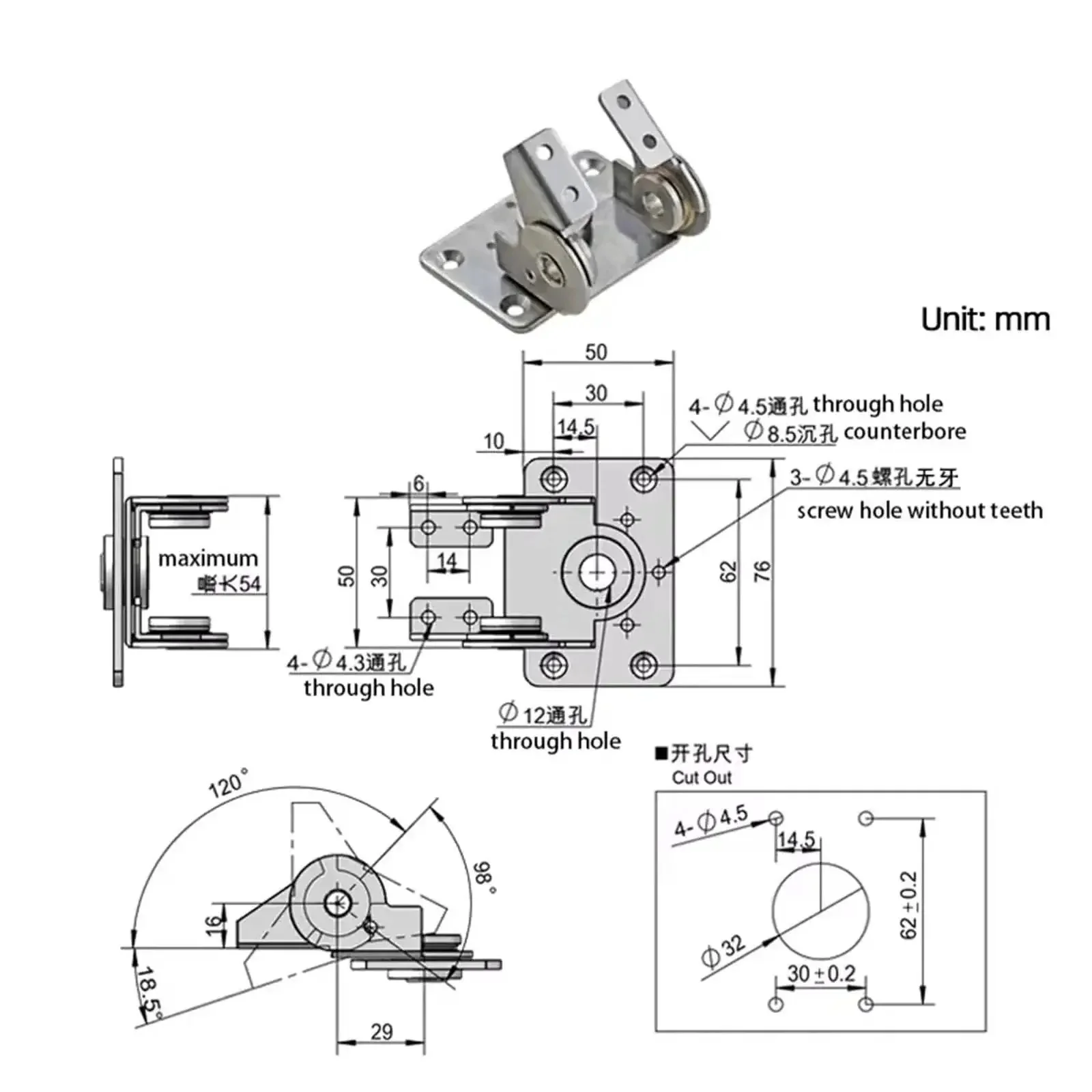 Stainless Steel Damping Bilateral Torque Hinges For Display Bases And Screens Smooth Adjustable Tilt Secure Locking Premium Screen Gear For Reliable Mounts Pro Grade 1 Piece - Image 3
