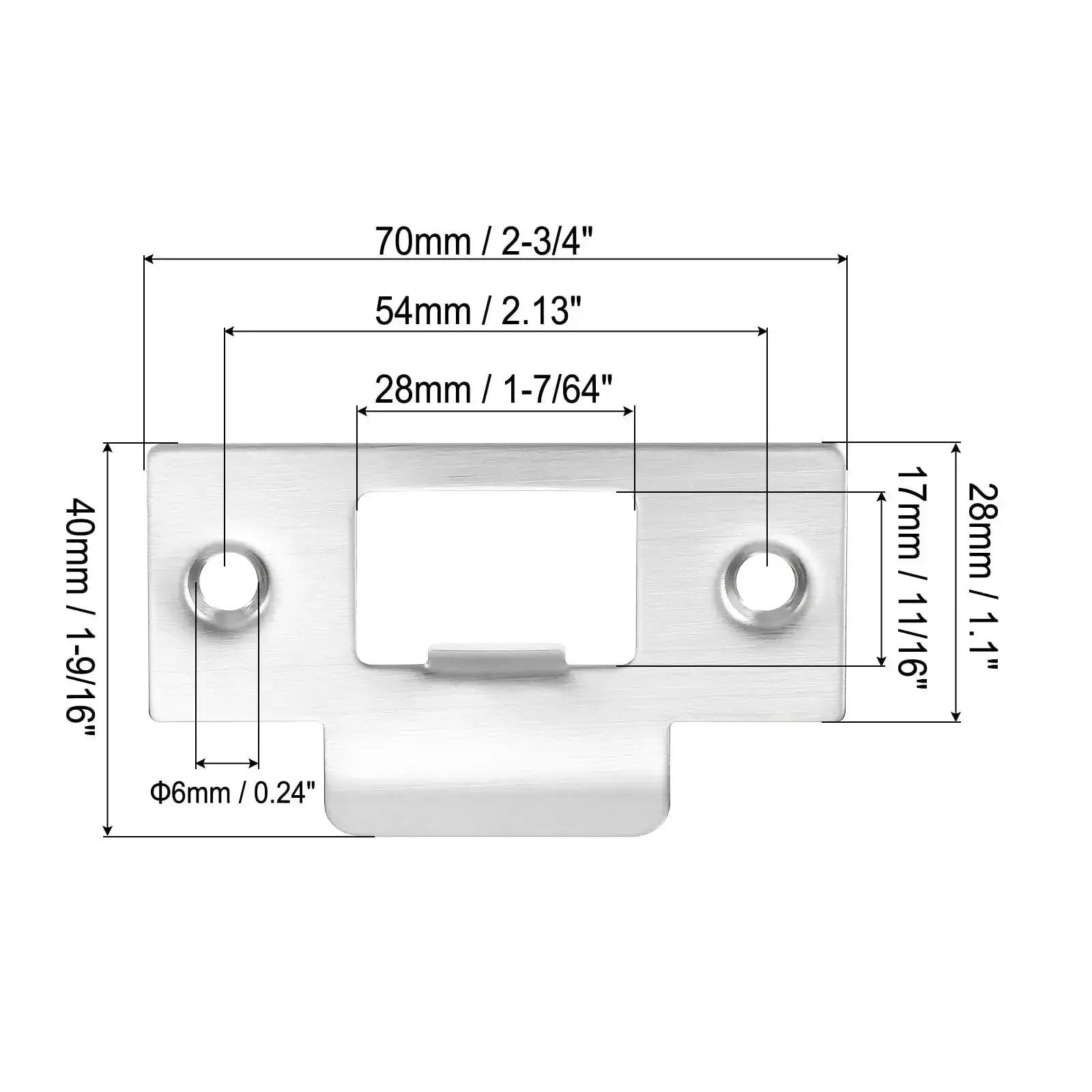 Stainless Steel Door Strike Plate Set Of 2 With Screws For Interior And Exterior Doors, Big Hole T-Strike Backplates, 2-3/4 Inch (70 X 40 Mm), Silver Finish - Image 7