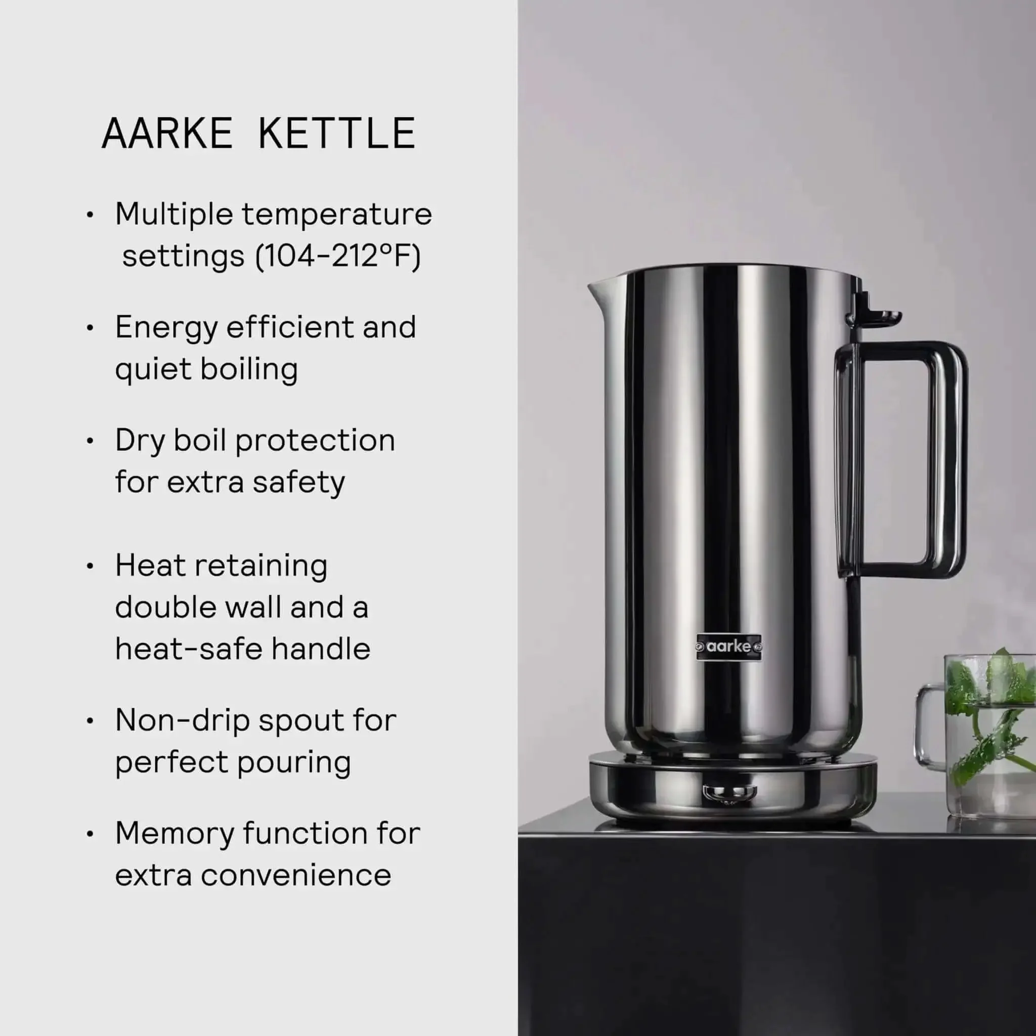 Stainless Steel Electric Kettle With Precision Temperature Control From 104 To 212 F 1200 Milliliters Capacity Double Wall Design Dry Boil Protection Non Drip Spout Heat Safe Handle LED Cool Down Indicator Perfect For Coffee And Tea Lovers - Image 3