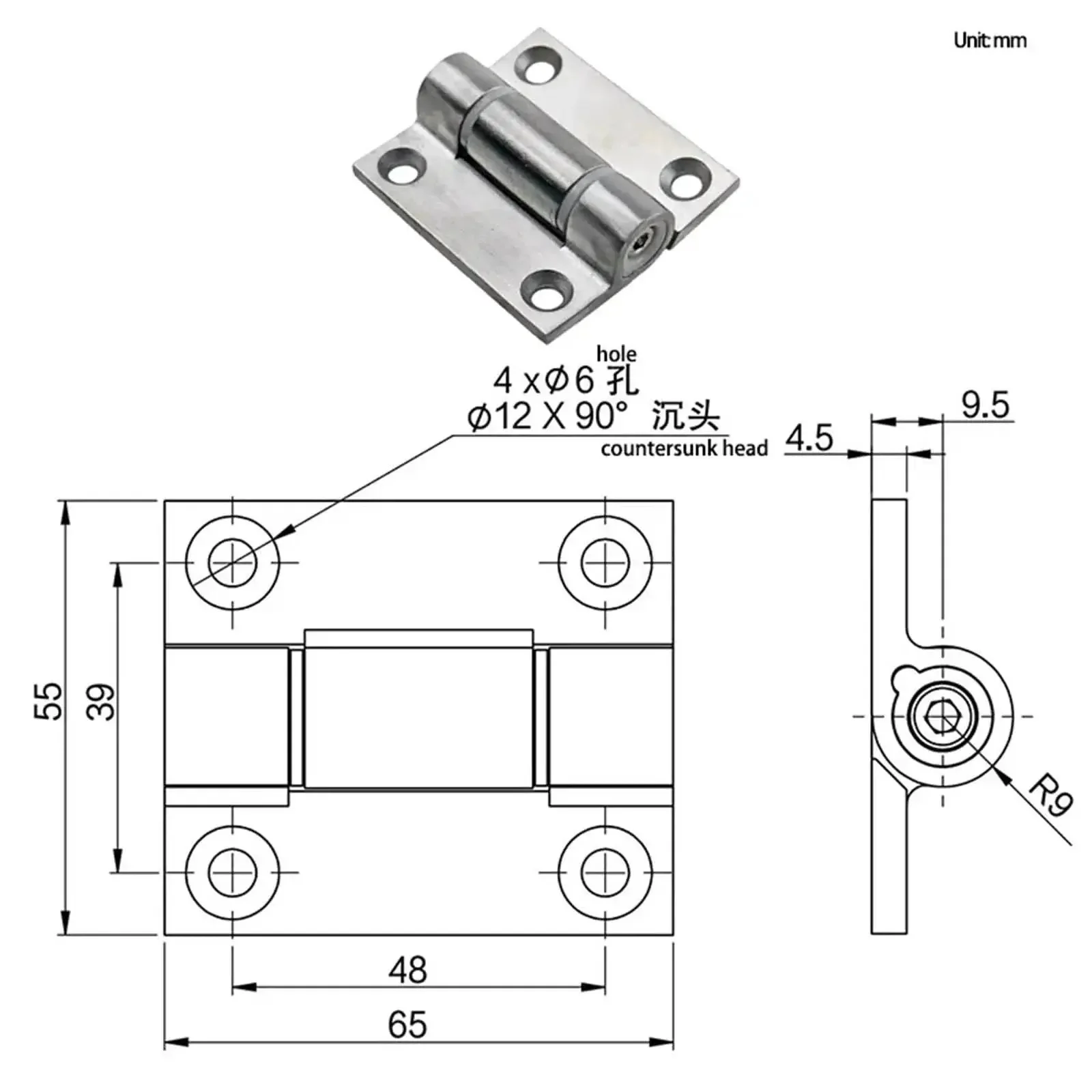 Stainless Steel Electrical Cabinet Door Hinge Heavy Duty Industrial Folding Adjustable Torque For Cabinets And Enclosures 1 Piece Hardware Durable Metal Door Hinge For Secure Self Closing And Smooth Operation - Image 2