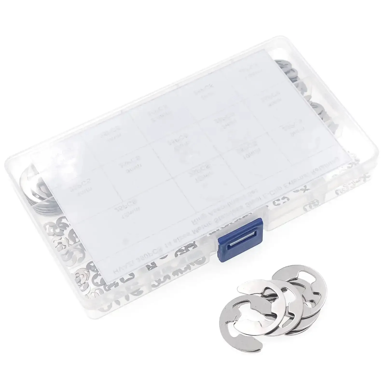Stainless Steel External Retaining Ring E Clip Assortment Kit, 14 Sizes, 350 Pieces, Metric Circlips Set for Automotive, Machinery, and DIY Projects, Tapered Section Rings - Image 2