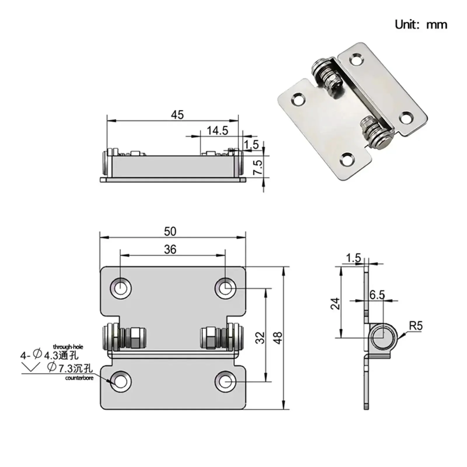 Stainless Steel Gate Hinges With 2.0Nm Torque Free Rotating And Stoppable 180 Degree Movement Damping One Piece Pack Heavy Duty Outdoor Door Hardware For That Smooth Swing - Image 5