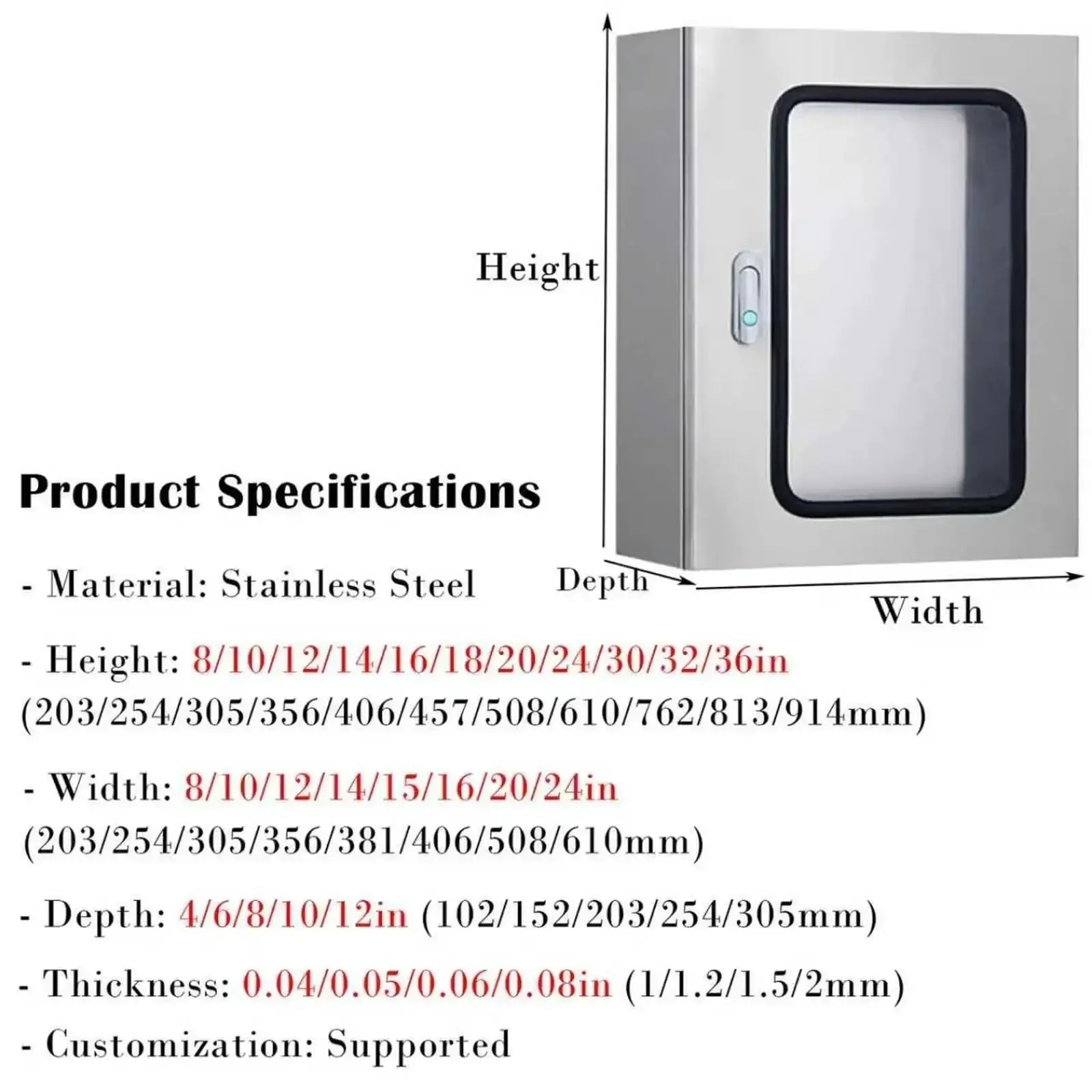 Stainless Steel Indoor Electrical Enclosure Box With Hinged Cover Built To Last, Wall Mounted Junction And Project Box For Electronics, Heavy Duty Cabinet In 8 12 16 20 24 Inch Width Options, 16x12x10 Inches, 1.5mm Thick - Image 7