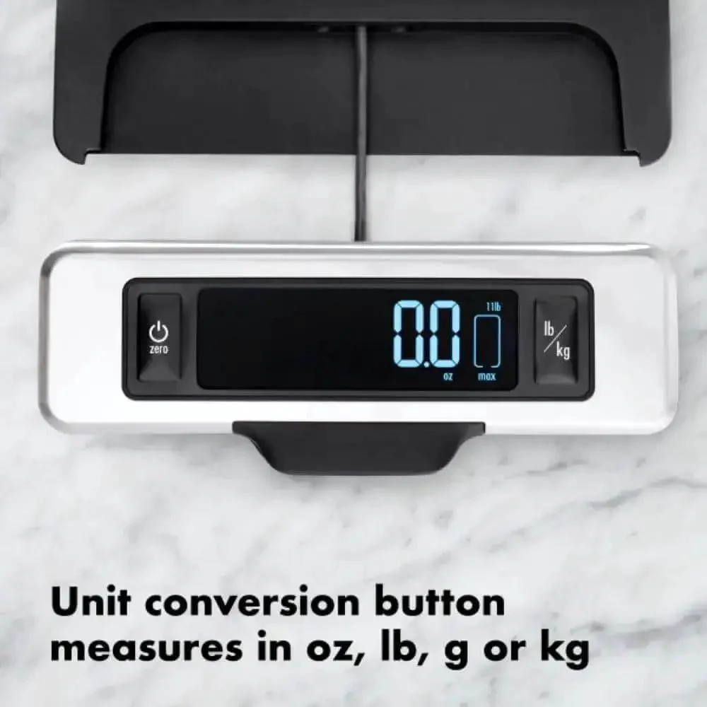 Stainless Steel Kitchen Scale With Pull Out Display, 11 Pound Capacity, No-Fuss Tare Function, Big Digital Readout, Removable Platform, Fingerprint Resistant, Easy Clean Black Finish - Image 5