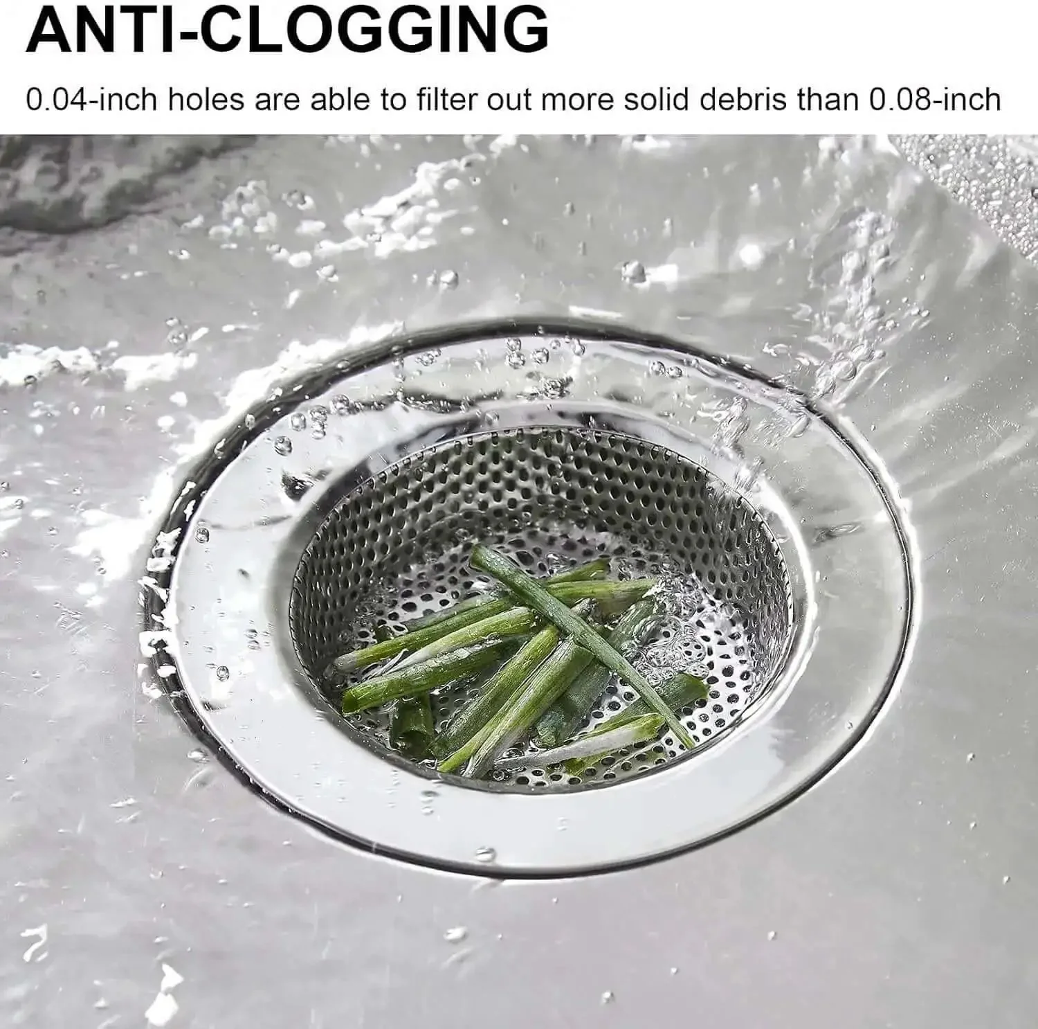 Stainless Steel Kitchen Sink Strainer Set 4.5 Inch Wide Rim Drain Strainers Heavy Duty Rust Resistant 2 Pack Dishwasher Safe Fits Most Sinks - Image 4