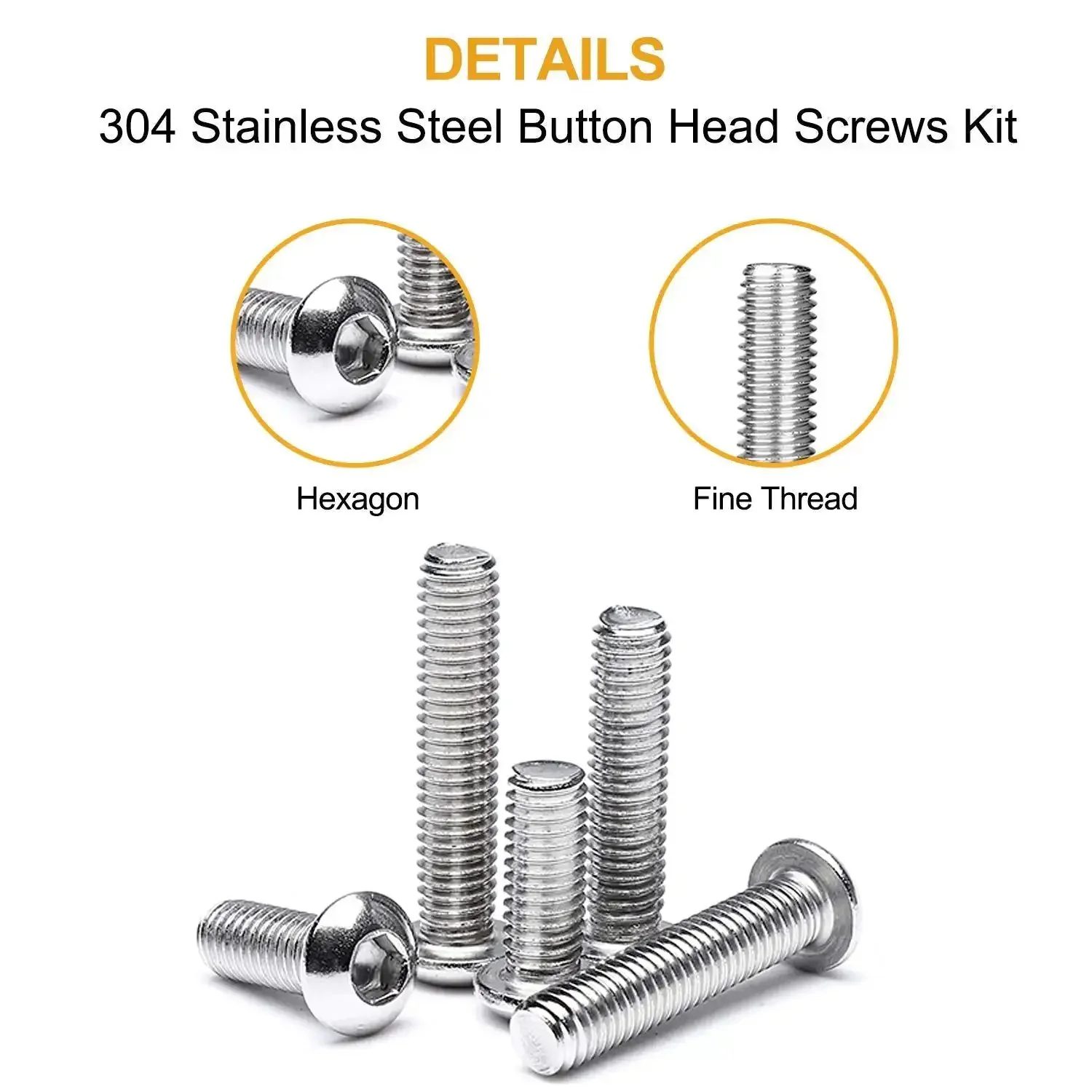 Stainless Steel M3 Button Head Socket Cap Screws Bolts Nuts And Flat Washers 570 Piece Assortment Kit With 11 Lengths From 4mm To 25mm Fully Threaded Hex Drive Rust Resistant For DIY Projects And Repairs - Image 6