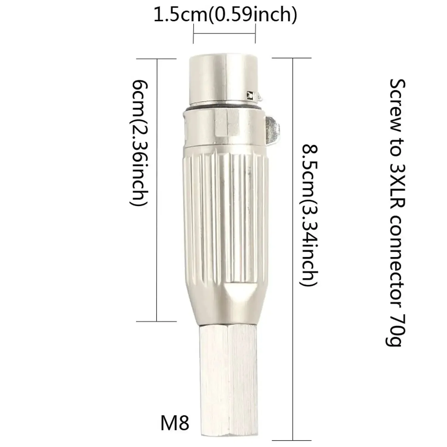 Stainless Steel M8 304 3 Pin XLR End Connector For Reciprocating Linear Actuator DIY Build And Industrial Cable Adapter Durable Length Eight Point Five Cm Silver - Image 6