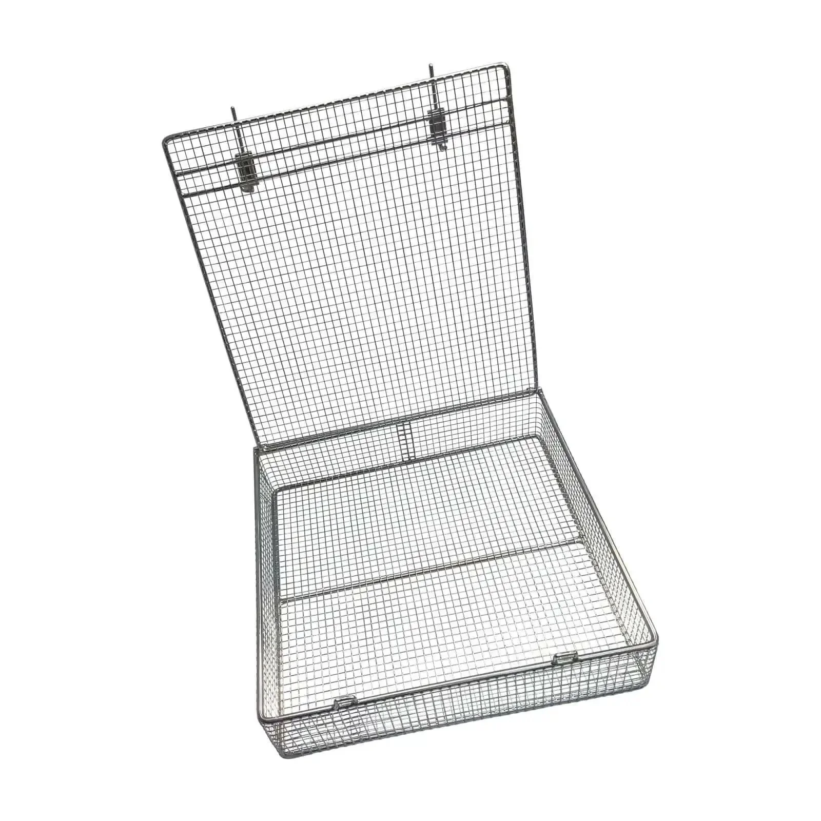 Stainless Steel Mesh Parts Washing Basket With Double Locking Lid For Secure Storage And Parts Cleaning, Rust Resistant Heavy Duty Organizer Tray, 11 By 11 By 3 Inches - Image 4