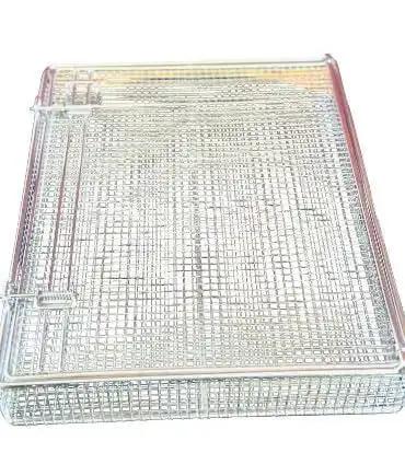 Stainless Steel Mesh Parts Washing Basket With Double Locking Lid For Secure Storage And Deep Cleaning, Rust Resistant Heavy Duty Organizer Tray For Workshops And Garages, 13.5 x 10.5 x 3 In - Image 4