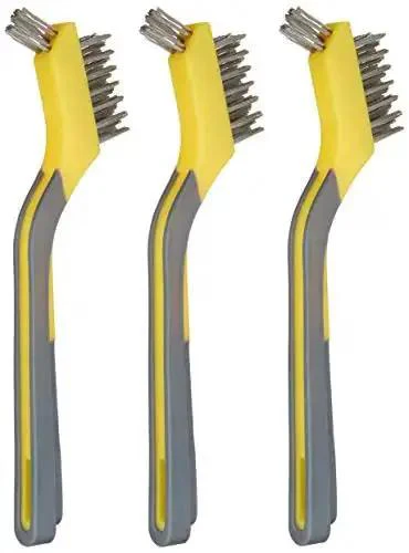 Stainless Steel Mini Wire Brush Set For Paint Removal And Rust Cleanup Crevice Cleaning With Soft Grip Ergonomic Handle Includes 3 Pack In Grey And Yellow For Tight Spaces And Fast Scrub On Surfaces - Image 4