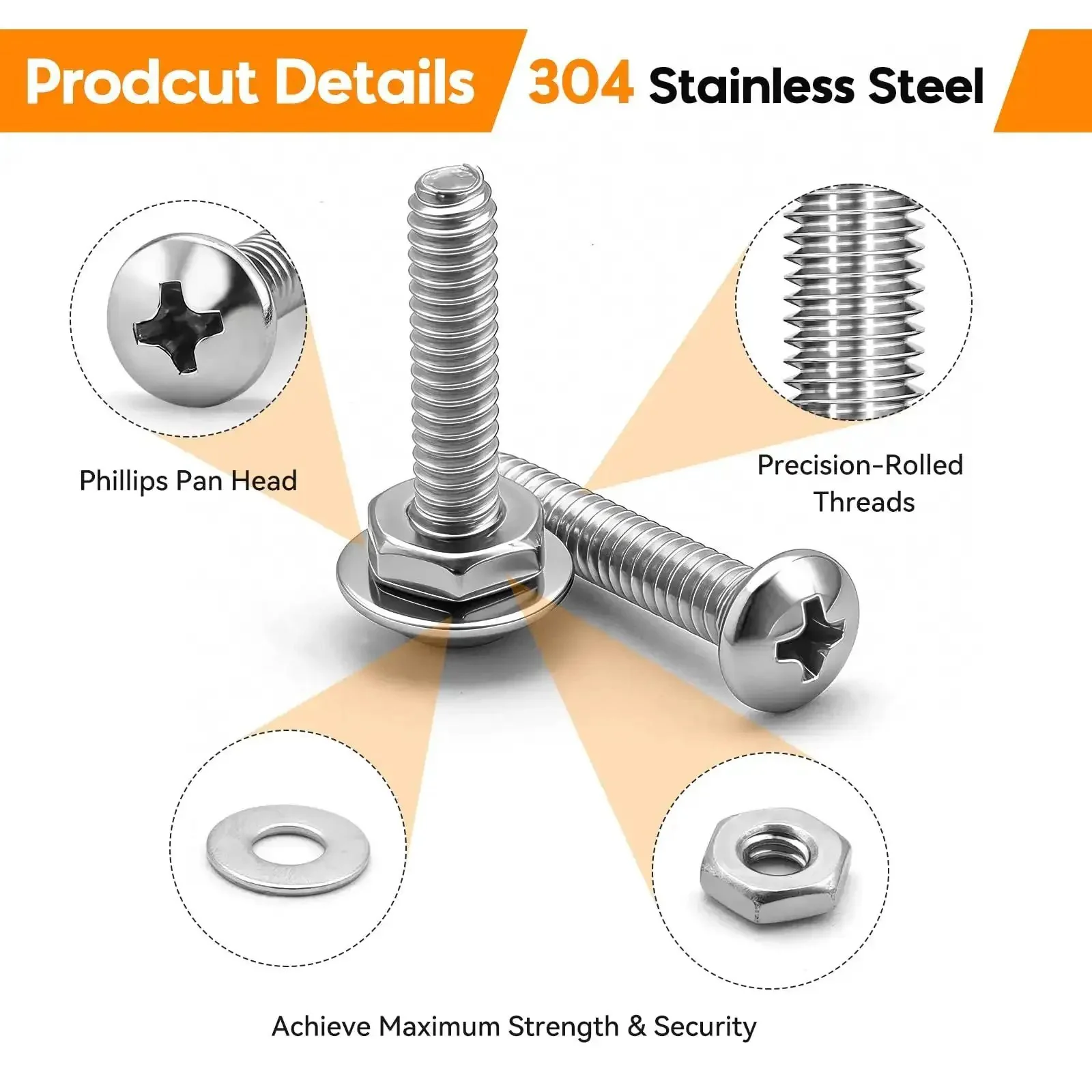 Stainless Steel Nuts And Bolts Kit With 720 Pieces Of Phillips Pan Head Screws Nuts And Flat Washers In Case For DIY Projects And Repairs Sizes 10 24 8 32 6 32 4 40 Heavy Duty Outdoor Grade Hardware Assortment - Image 6