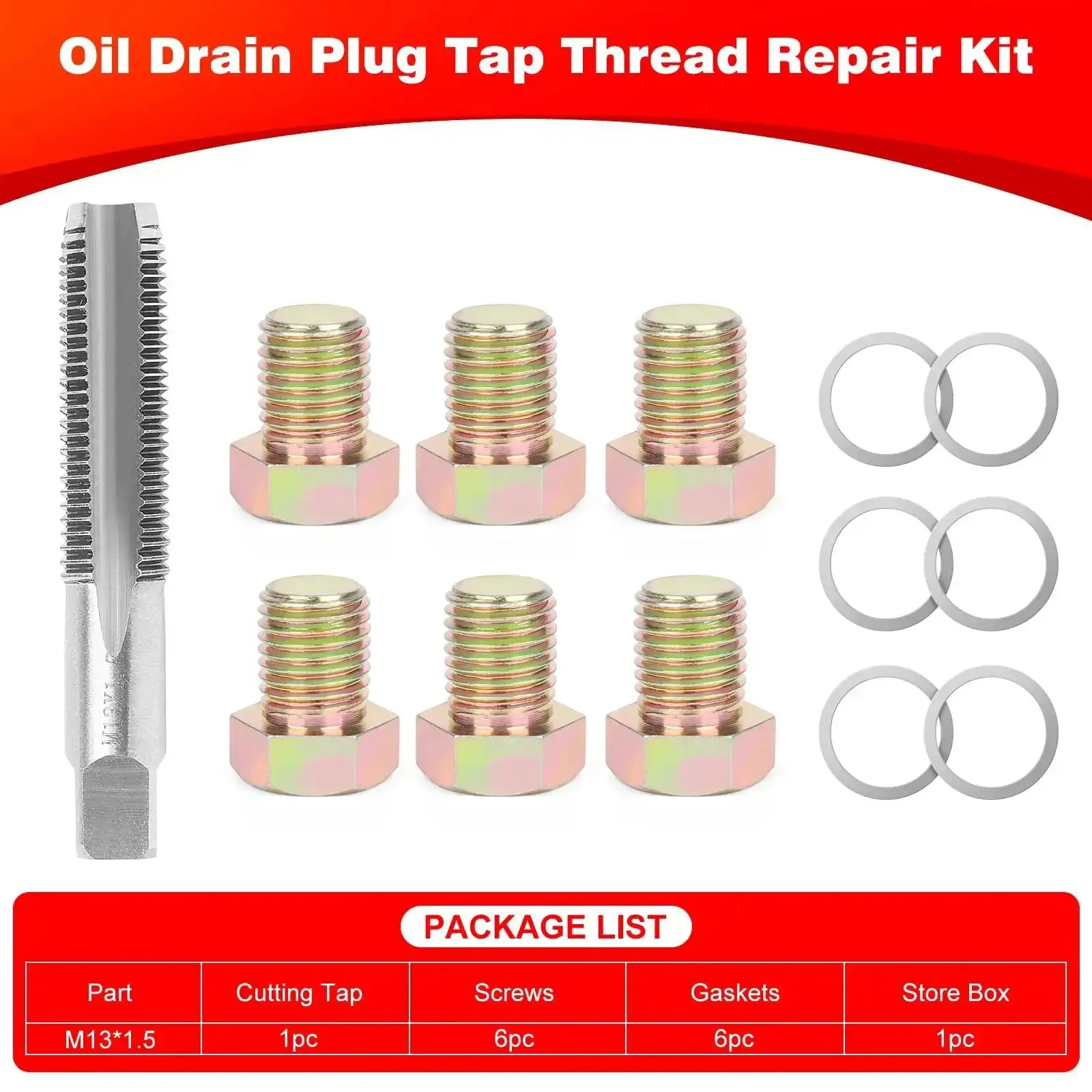 Stainless Steel Oil Drain Plug Thread Repair Kit M13 X 1.5Mm Rethread Tool For Oil Pan Screws Heavy Duty Auto Maintenance Tough Go To Kit For Stripped Threads And Rebuild Tight Leak Free Connections - Image 7
