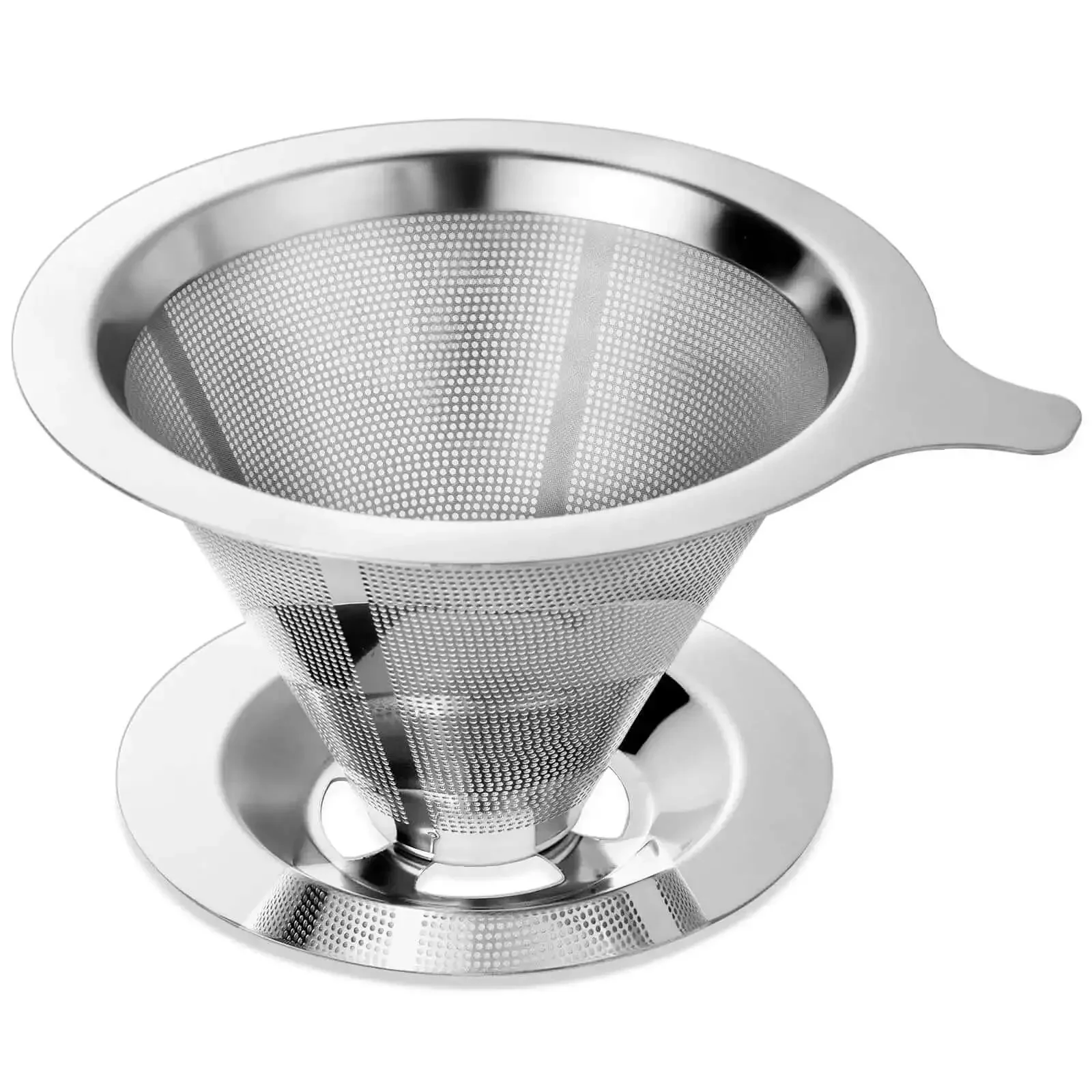 Stainless Steel Pour Over Coffee Filter Dripper For One To Two Cups, Paperless Reusable Coffee Maker, Keeps Natural Flavor, Easy To Use And Clean, Upgraded Design For Rich Brew On The Go Large Size