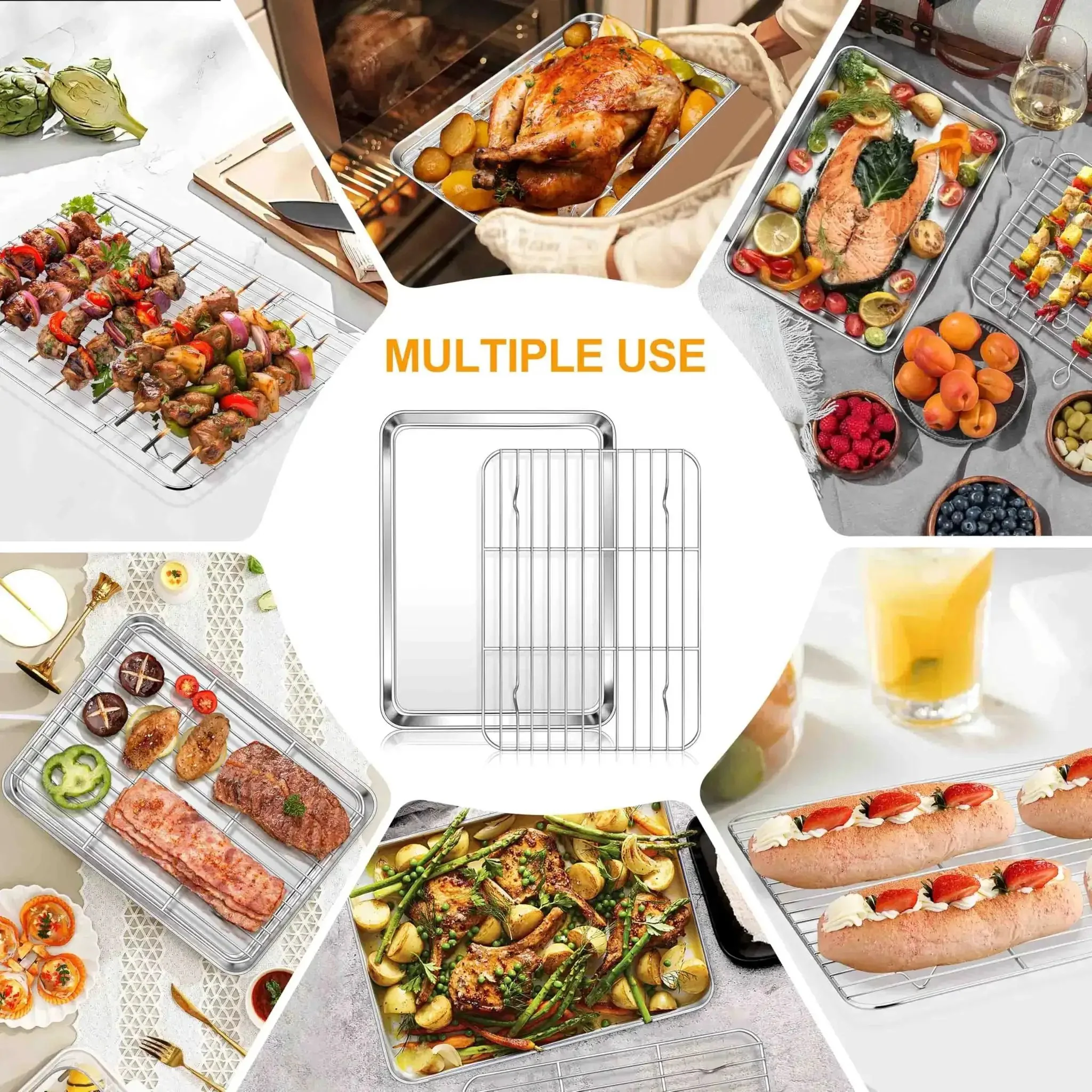 Stainless Steel Quarter Sheet Pan With Rack 9x13 Inch, Wire Cooling Rack For Toaster Ovens, Rust Resistant, Oven Safe, Dishwasher Safe, A Real Workhorse For Roasting, Baking, Cookies, Bacon And Quick Meal Prep - Image 3