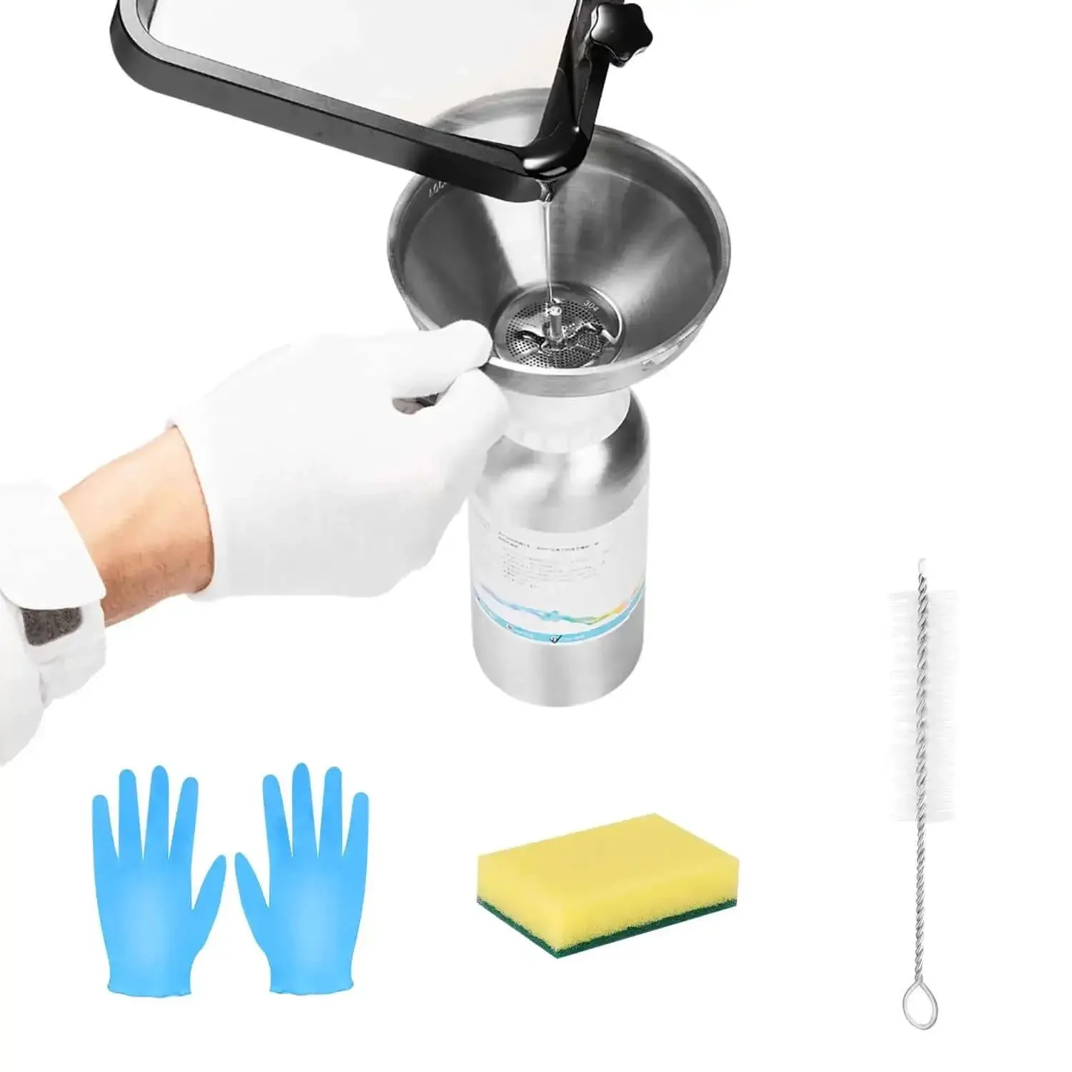Stainless Steel Resin Funnel With Double Strainer For 3D Printing Dual Filter Cup For SLA DLP LCD UV Resin No Mess Pour And Clean Includes Resin Cleaning Kit - Image 3