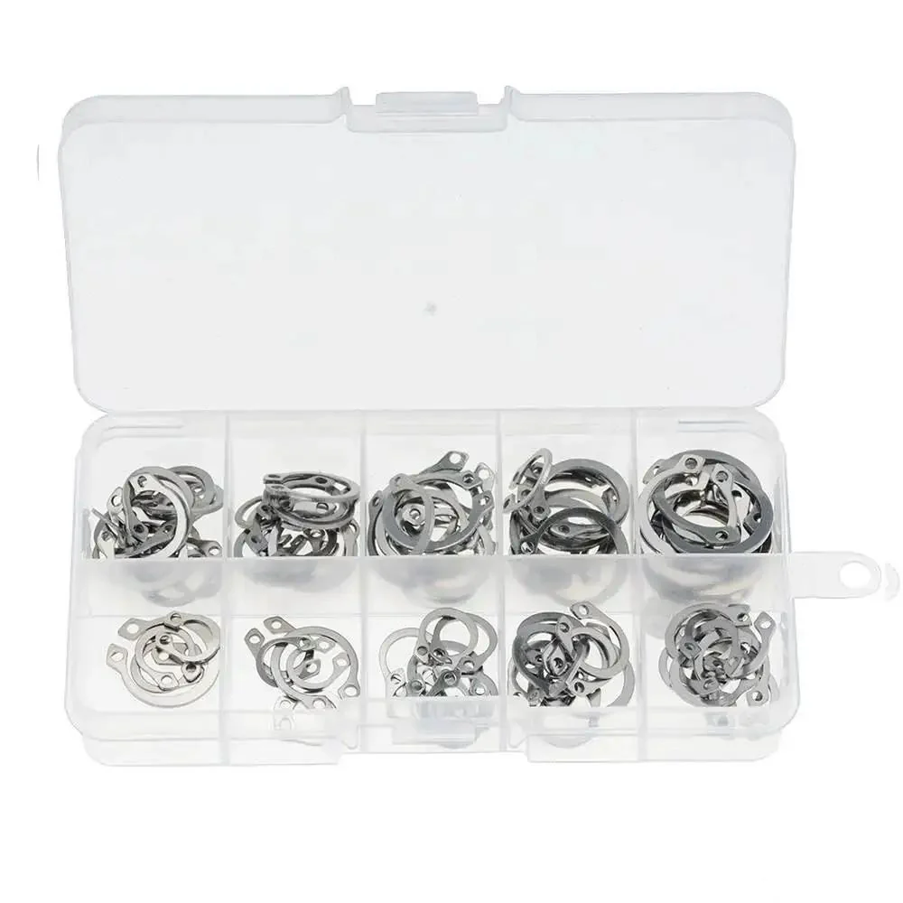 Stainless Steel Retaining Circlips Set 100 Pcs M8 M9 M10 Internal External Snap Rings Kit For Mechanics And DIYers Gear Up With This Heavy Duty Assortment Of Internal And External Rings - Image 2