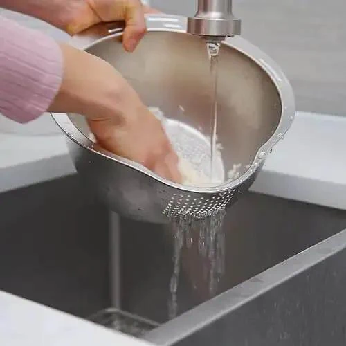 Stainless Steel Rice Washer Strainer Bowl With Agitator Bumps For Quick No Fuss Rinsing, Rust Resistant Colander That Helps Remove Starch And Grit From Rice And Fruit, Durable Kitchen Tool For Everyday Meal Prep - Image 6