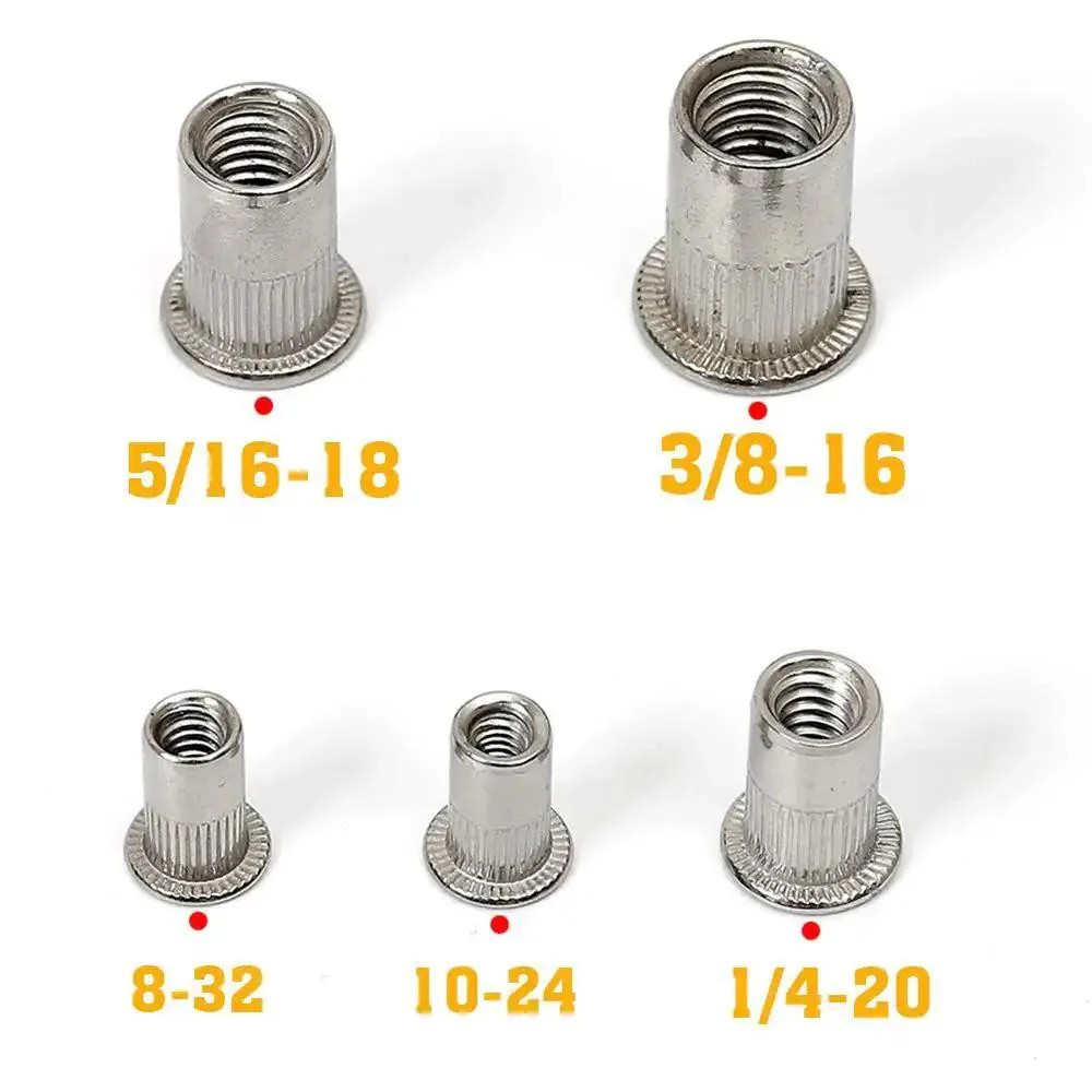 Stainless Steel Rivet Nuts Kit 77 Pcs Five Sizes 8-32 10-24 1/4-20 5/16-18 3/8-16 Threaded Insert Nutserts Rivnuts For Automotive DIY Projects Perfect For Automotive And Machinery Repairs And Metal Fabrication - Image 4