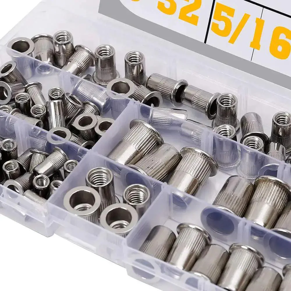 Stainless Steel Rivet Nuts Kit 77 Pcs Five Sizes 8-32 10-24 1/4-20 5/16-18 3/8-16 Threaded Insert Nutserts Rivnuts For Automotive DIY Projects Perfect For Automotive And Machinery Repairs And Metal Fabrication - Image 6
